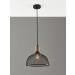 Shown in Matte Black and Natural Rubber Wood finish and black metal mesh shade