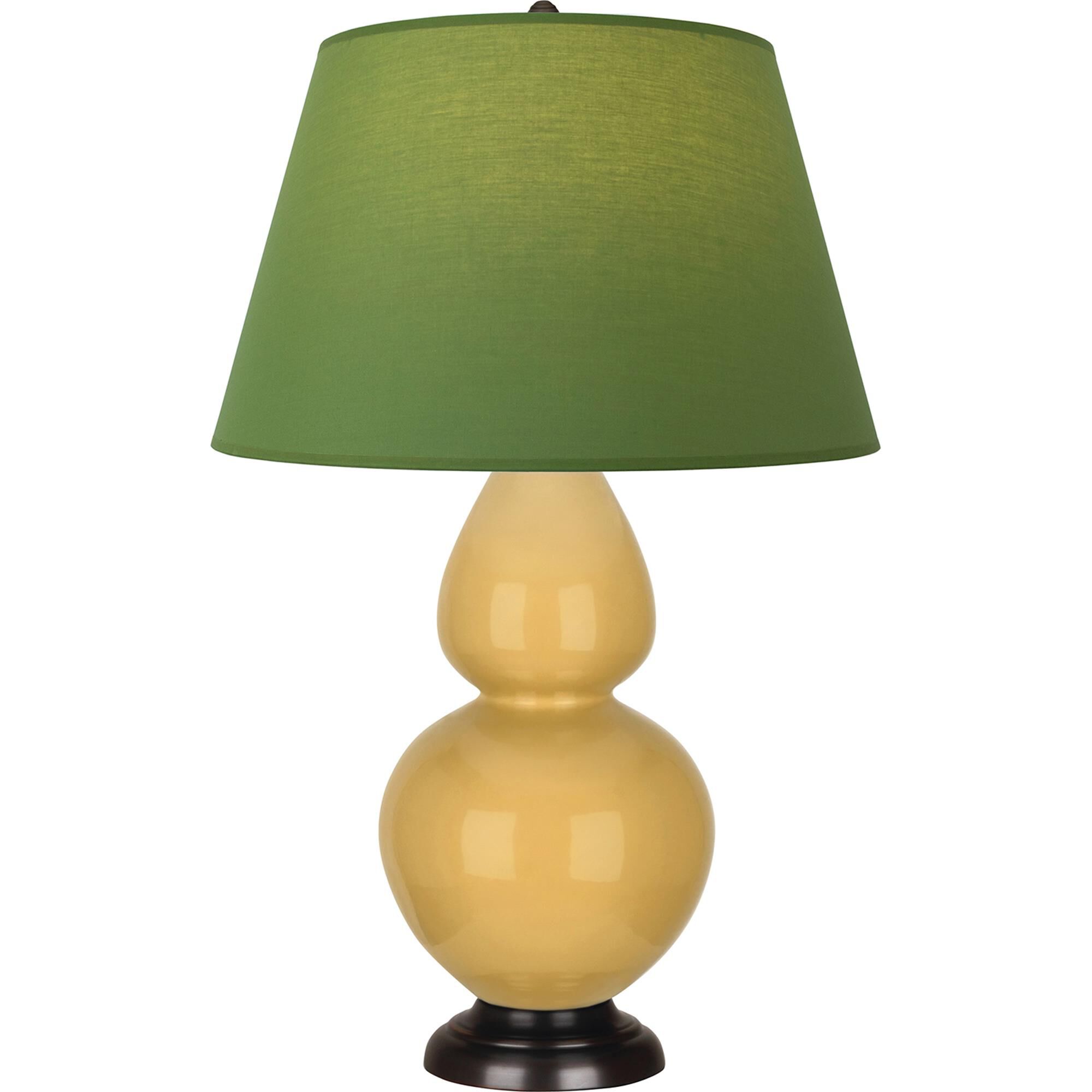 Shown in Sunset Yellow finish and Tea Green and Taupe shade and Deep Patina Bronze accent