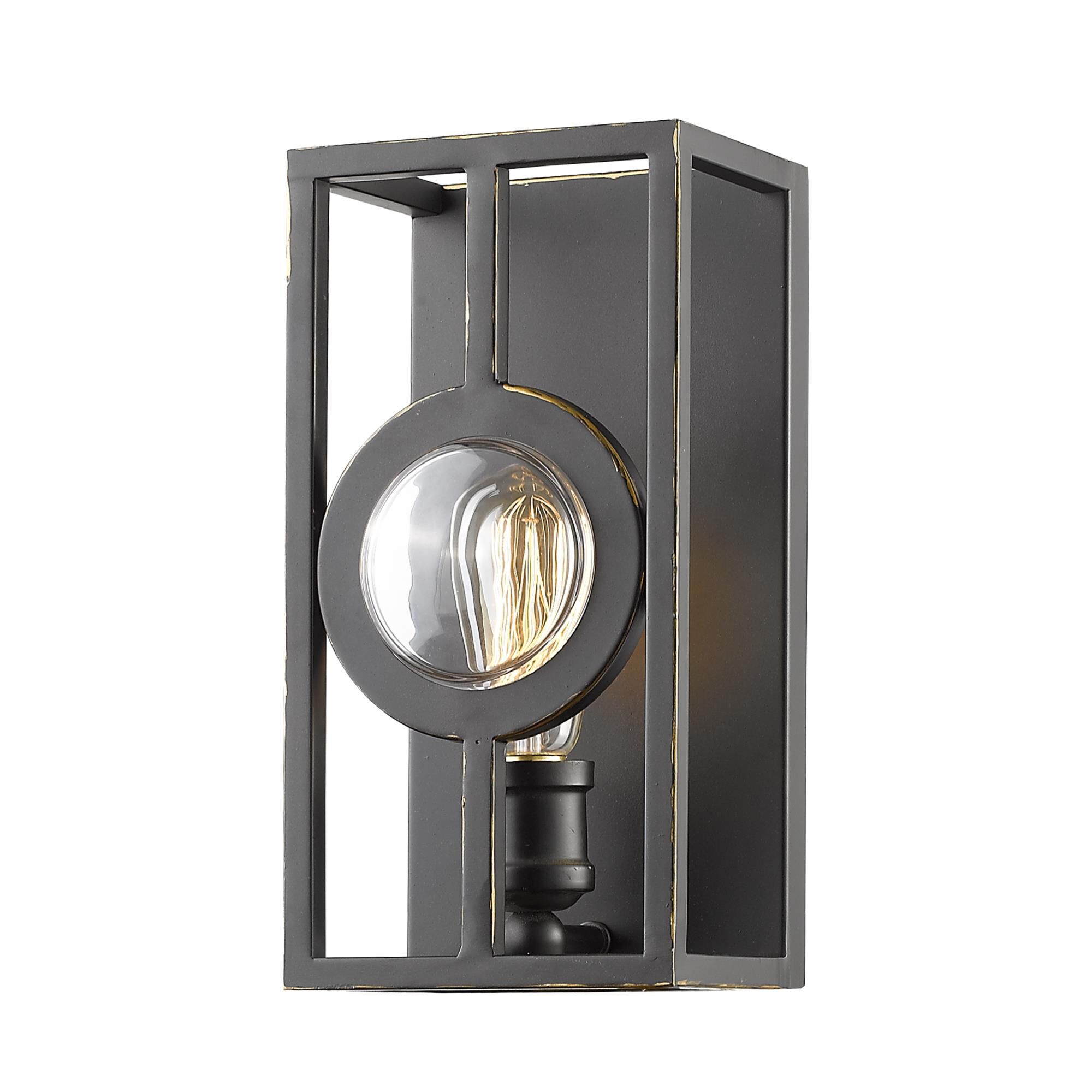 Shown in Olde Bronze finish and Steel glass and Steel shade