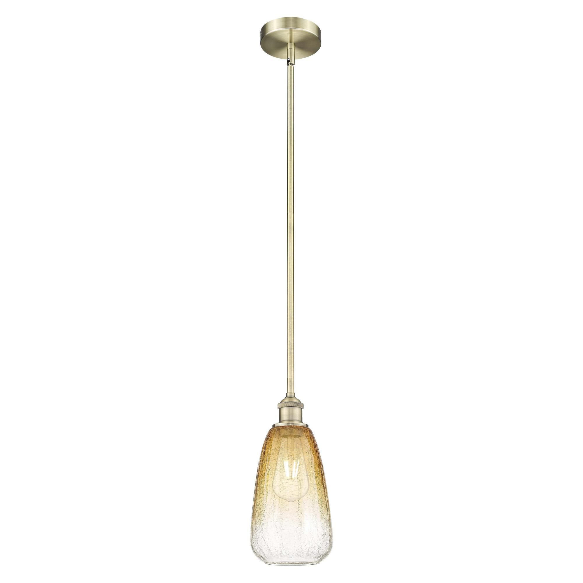 Shown in Antique Brass finish and Amber glass