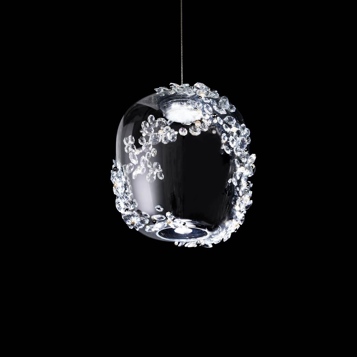 Shown in Polished Chrome finish and Radiance crystal and Crystal glass