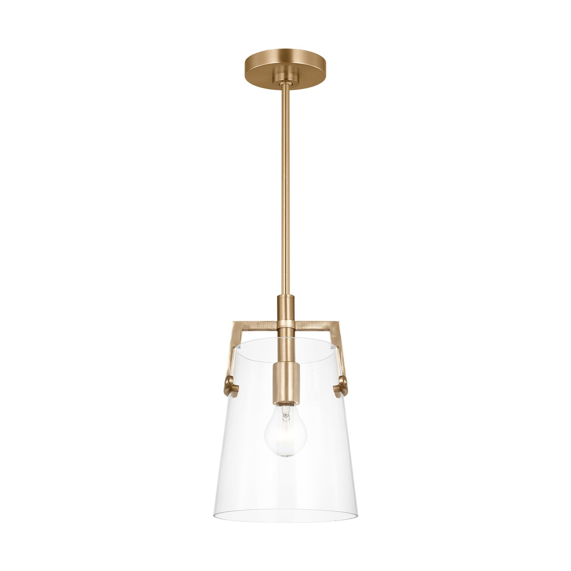 Shown in Satin Brass finish and Clear glass