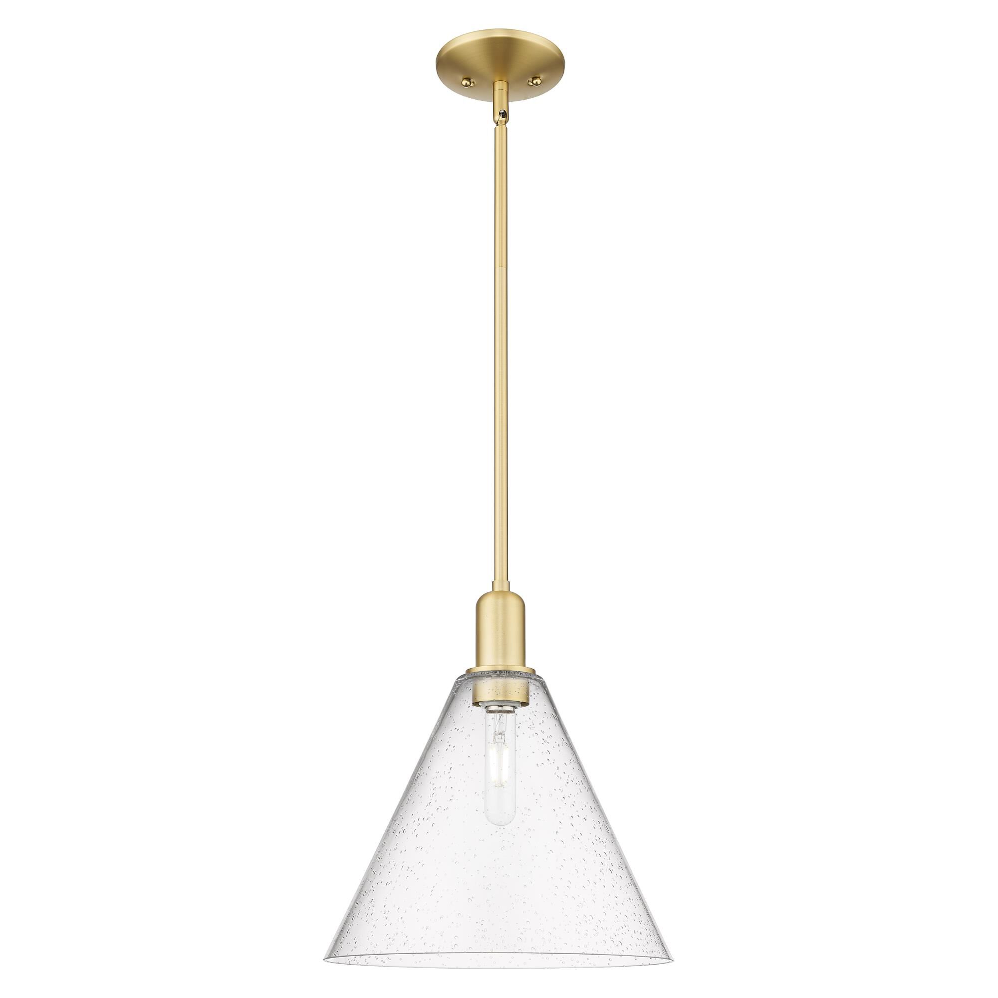 Shown in Satin Gold finish and Seedy glass