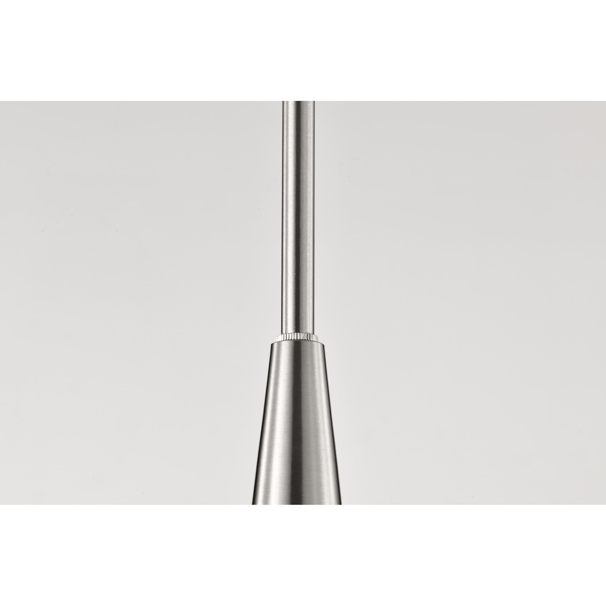 Shown in Brushed Nickel finish and Etched White glass