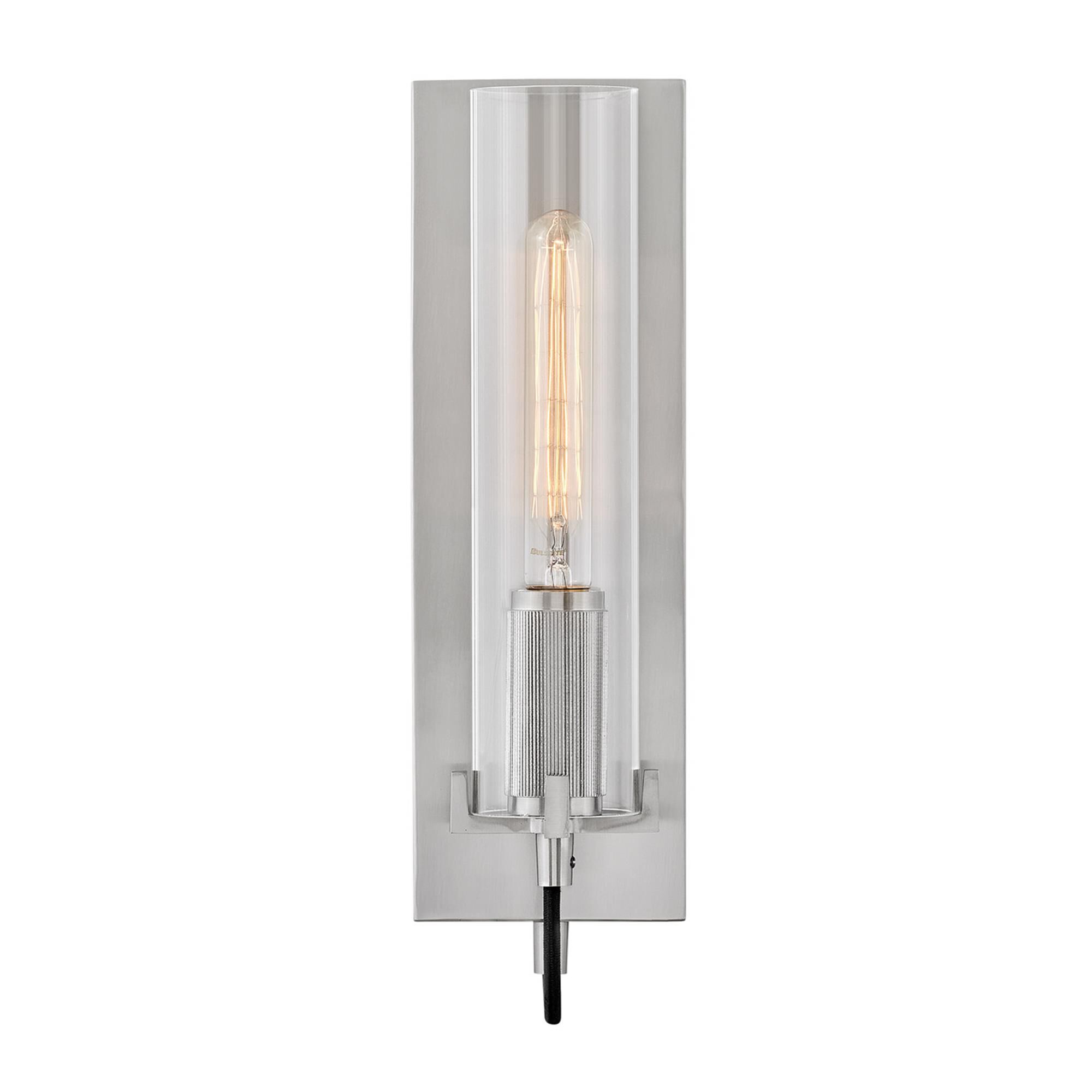 Shown in Brushed Nickel finish and Clear glass