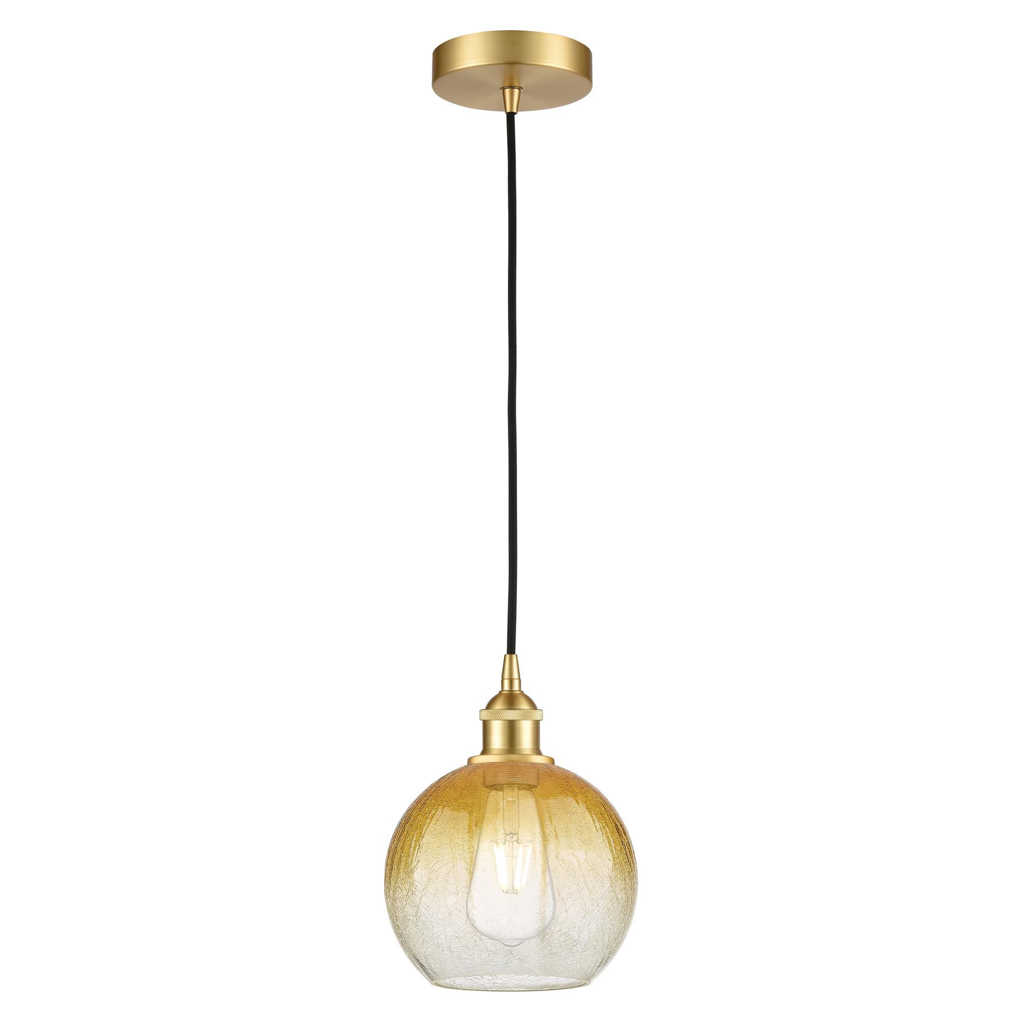Shown in Satin Gold finish and Amber glass