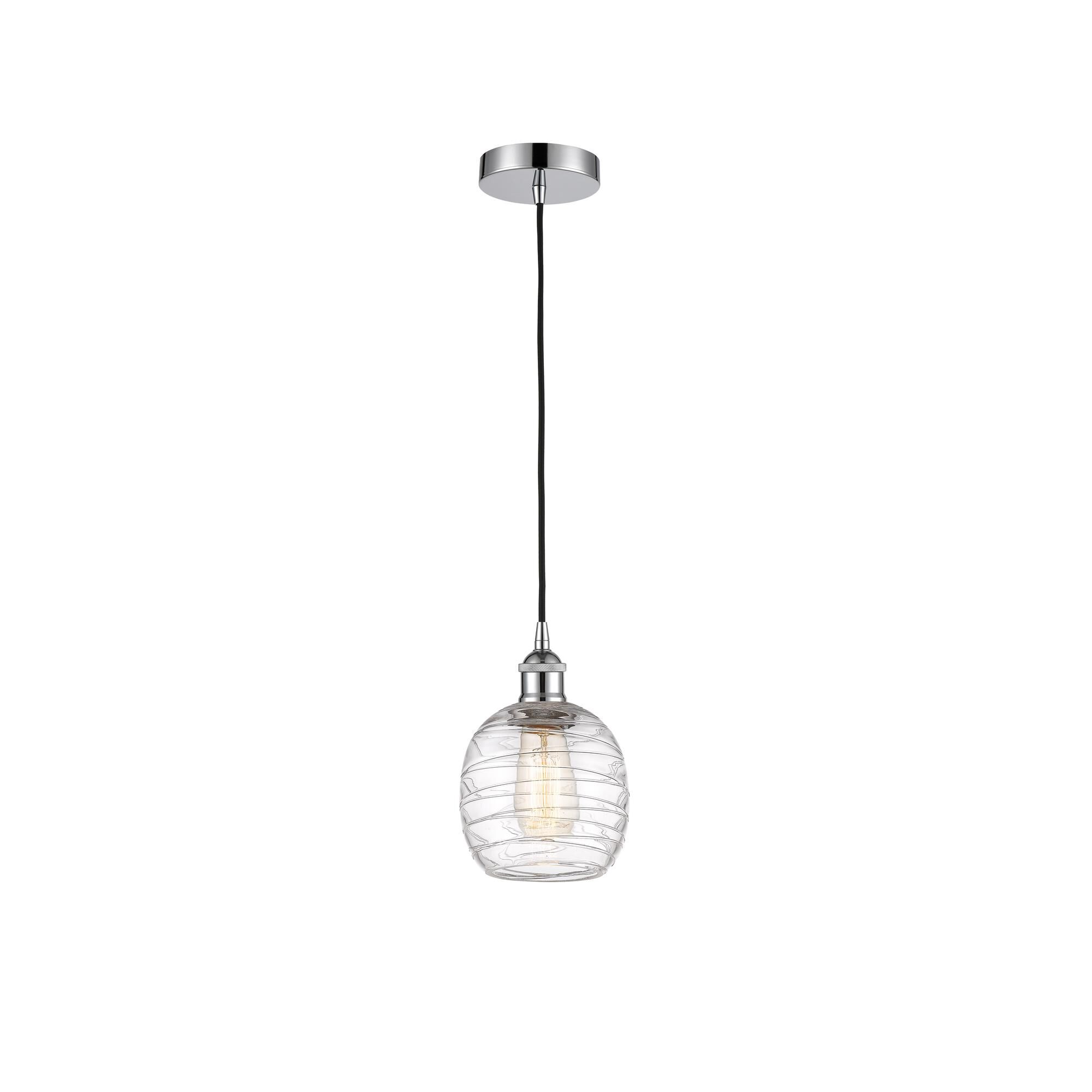 Shown in Polished Chrome finish and Deco Swirl glass