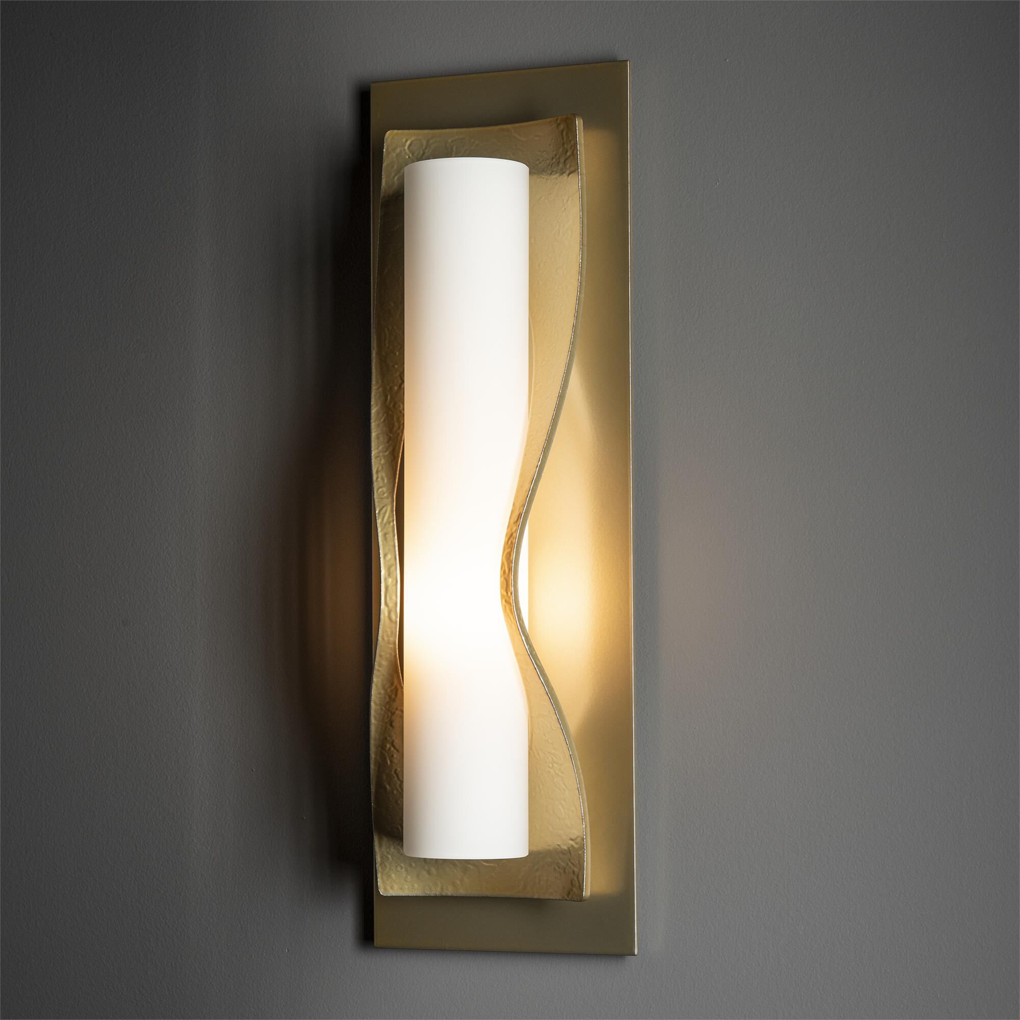 Shown in Modern Brass finish and Opal glass