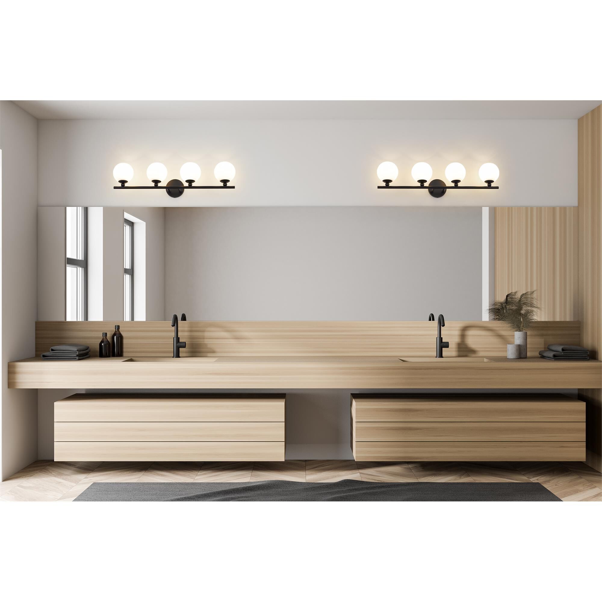Shown in Matte Black finish and Opal Etched glass