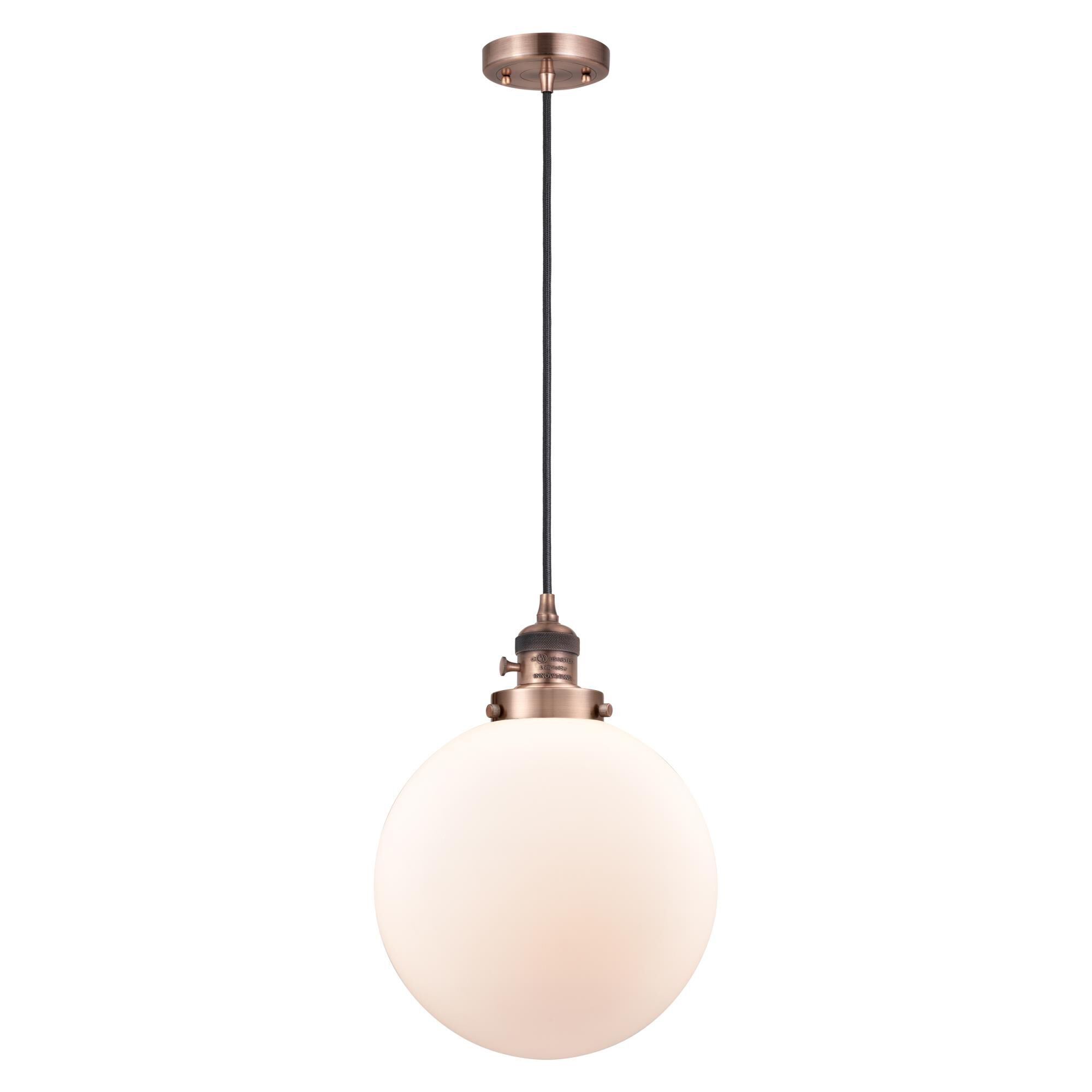 Shown in Antique Copper finish and Frosted glass