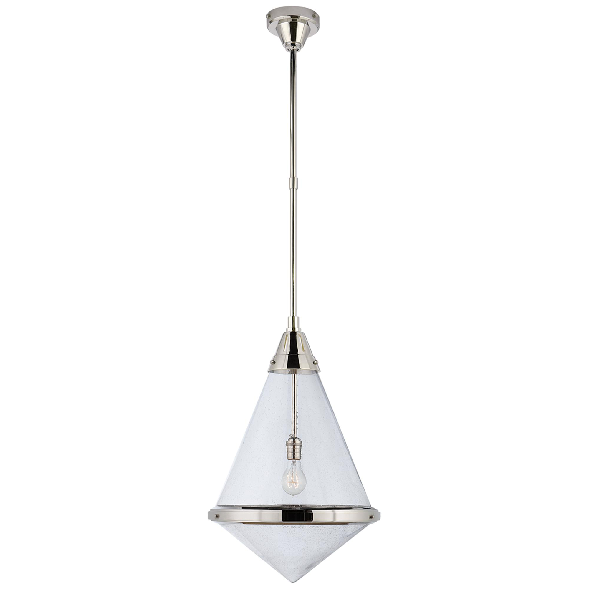 Shown in Polished Nickel finish and Seeded glass