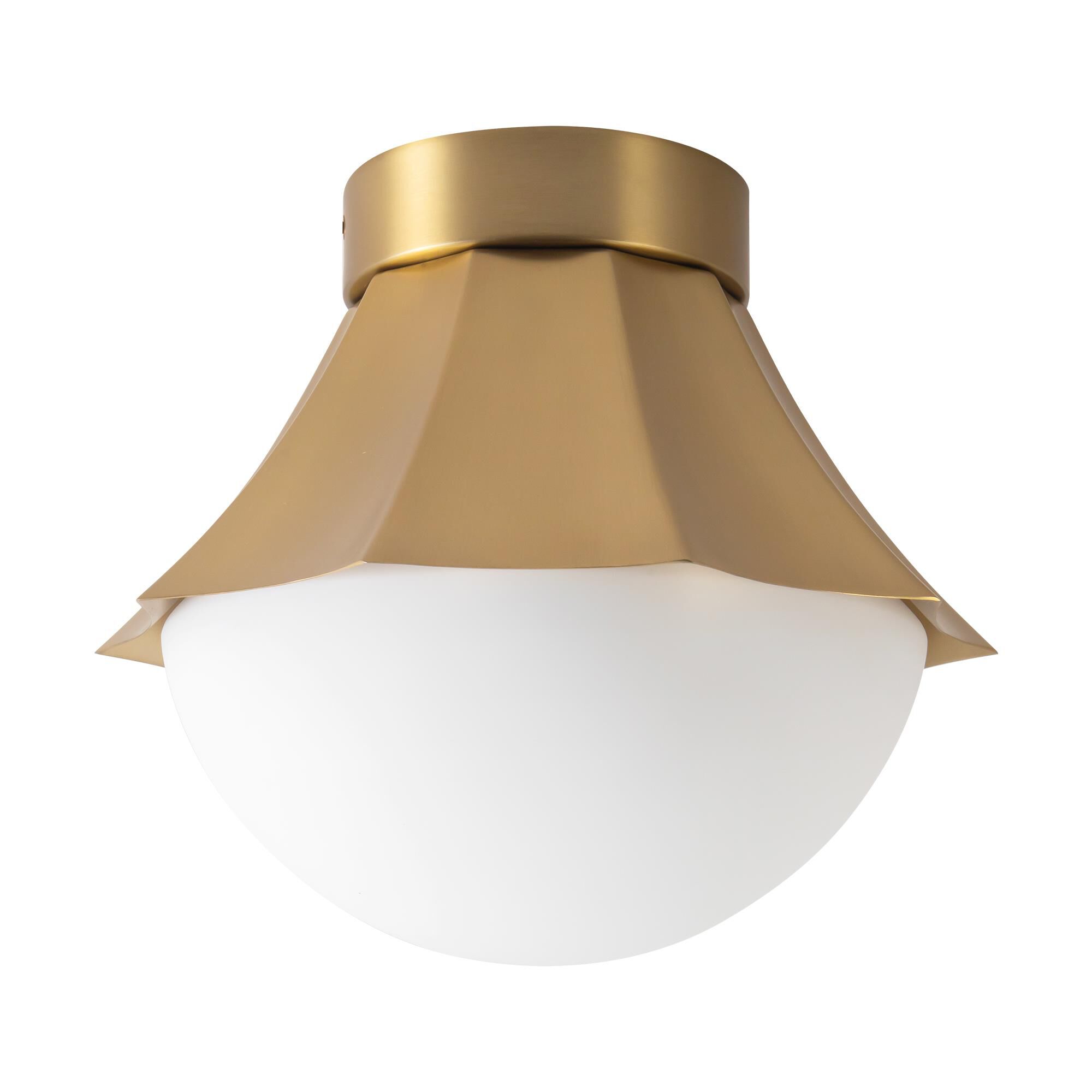 Shown in Brushed Gold finish and Matte Opal glass