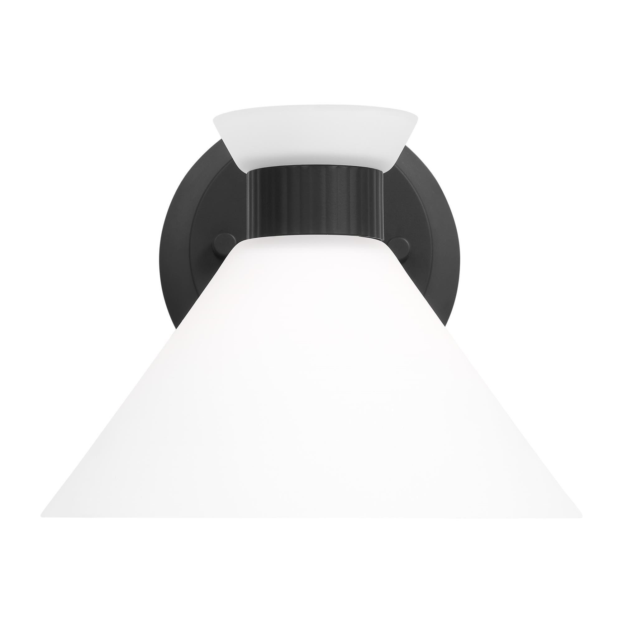 Shown in Midnight Black finish and Etched White Glass s shade