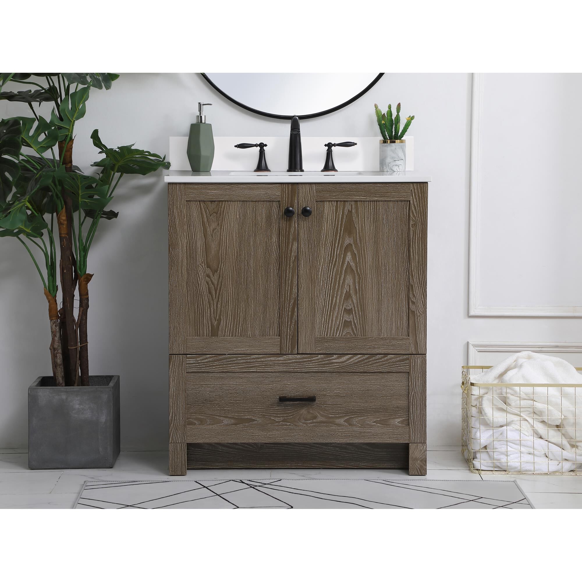 Shown in Weathered Oak And Black With Ivory finish