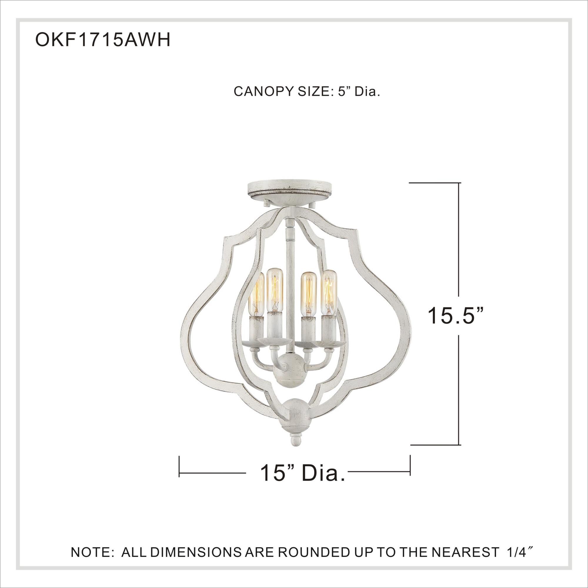 15 Inch 4 Light Semi Flush Mount by Quoizel