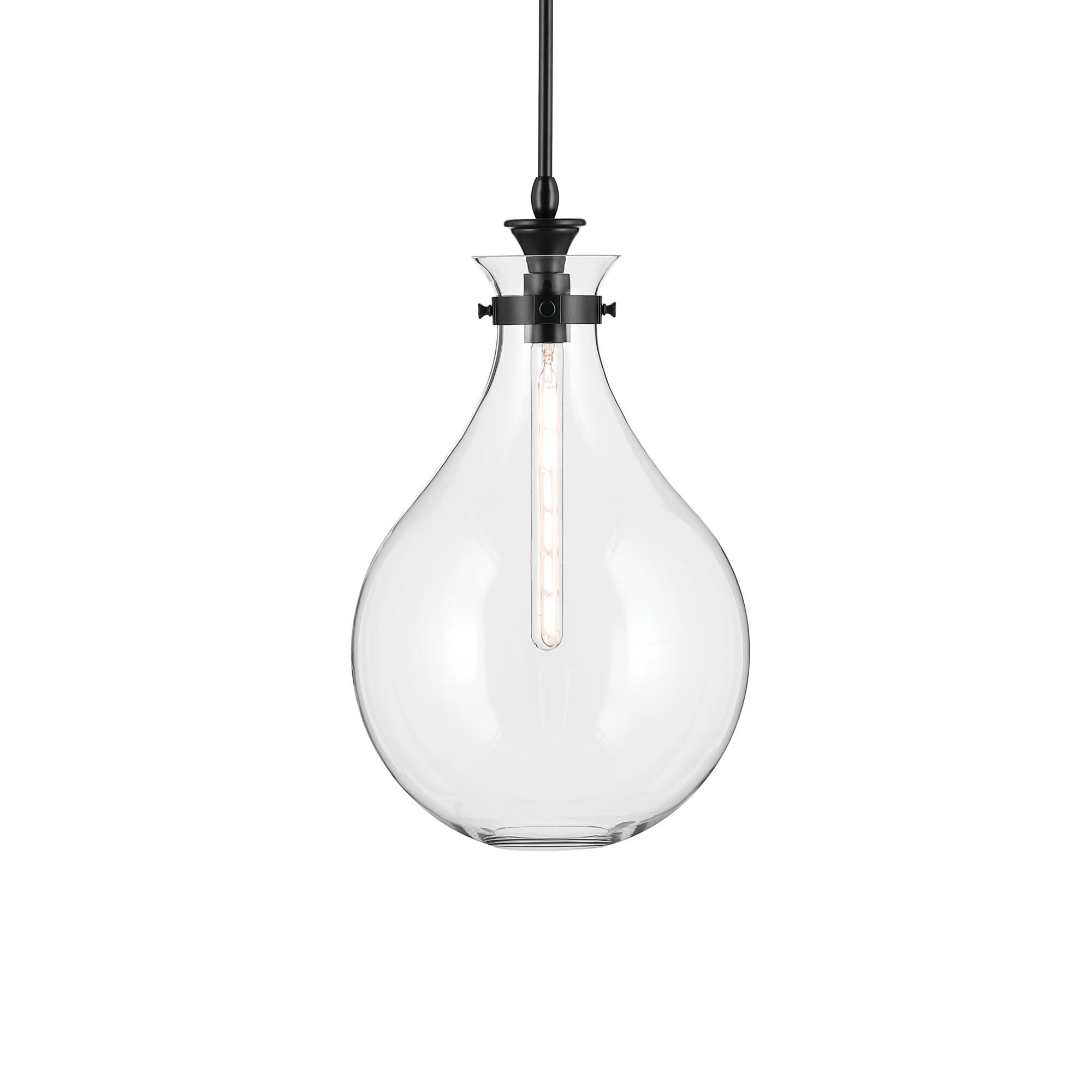 Shown in Black finish and Clear glass