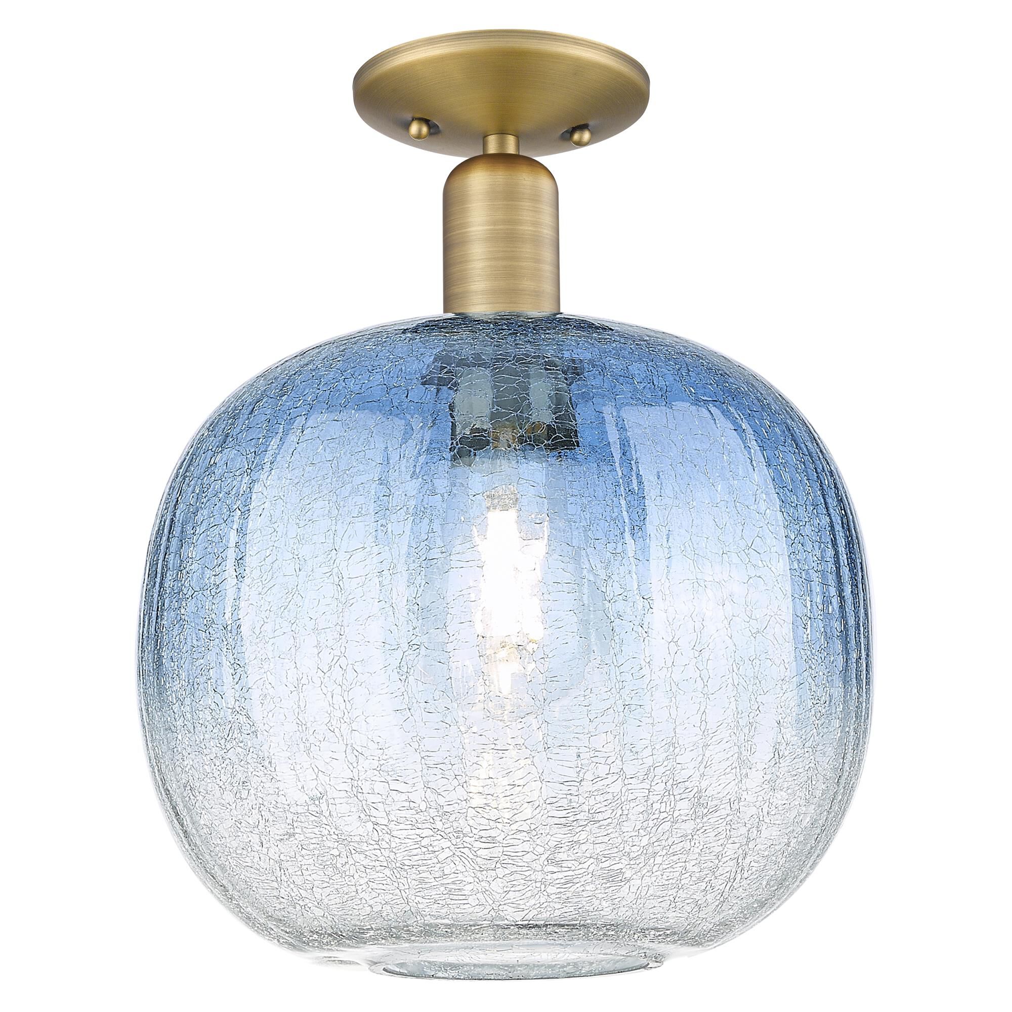 Shown in Brushed Brass finish and Sapphire Blue glass