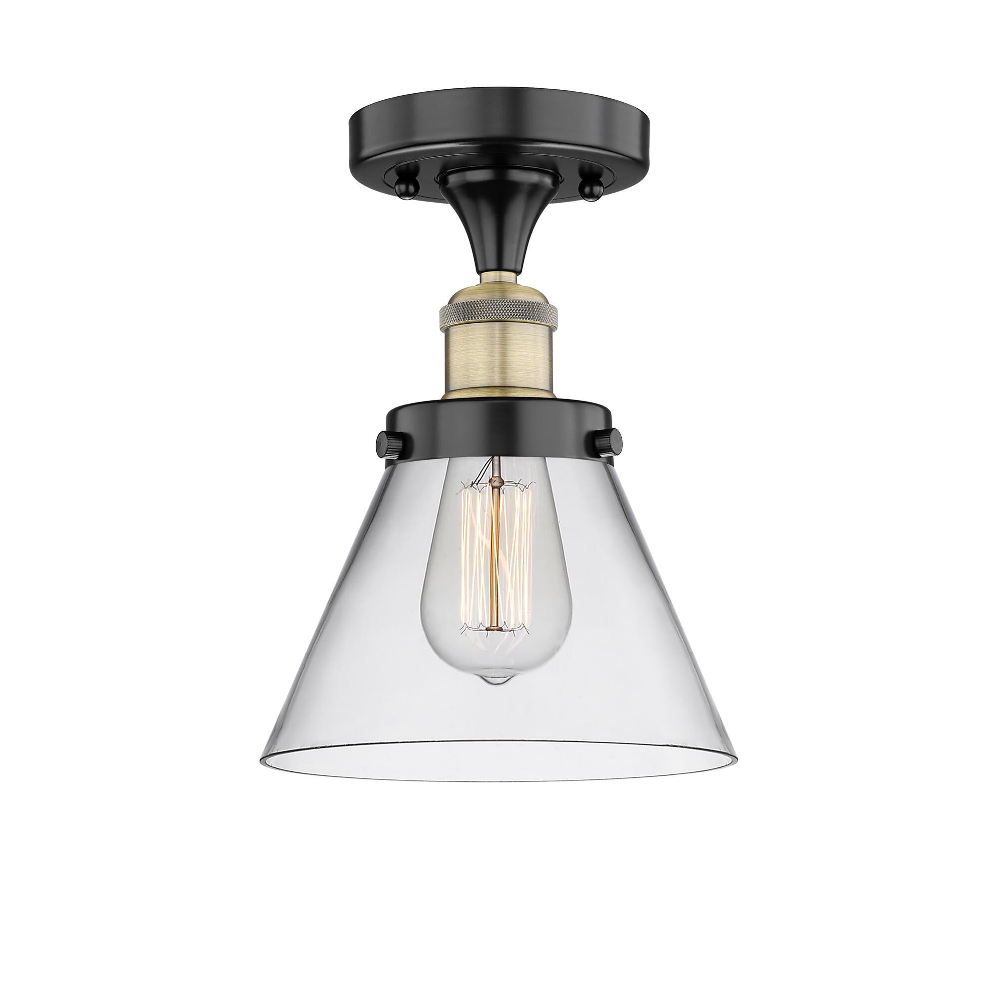 Shown in Black Antique Brass finish and Clear glass