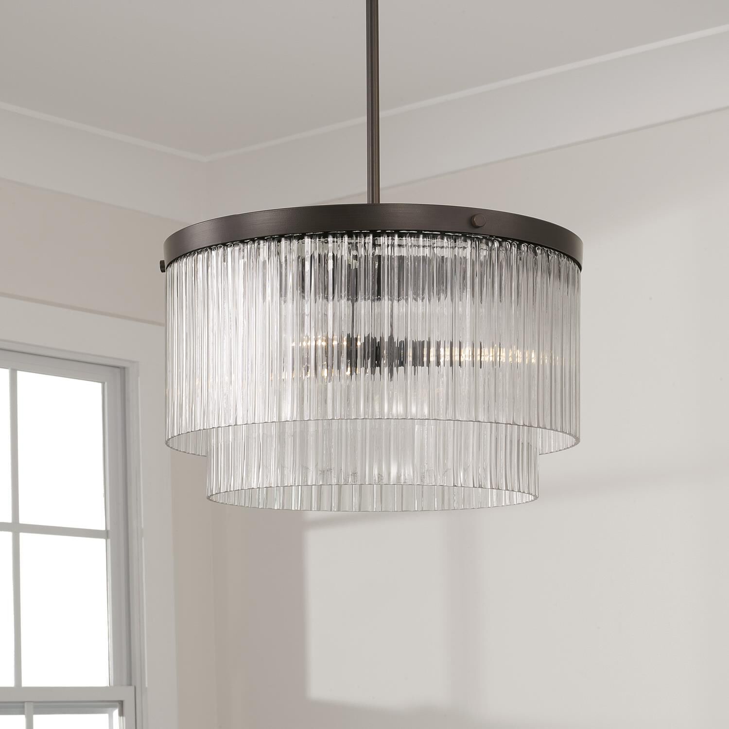 Shown in Oil Rubbed Bronze finish and Beveled Fluted glass