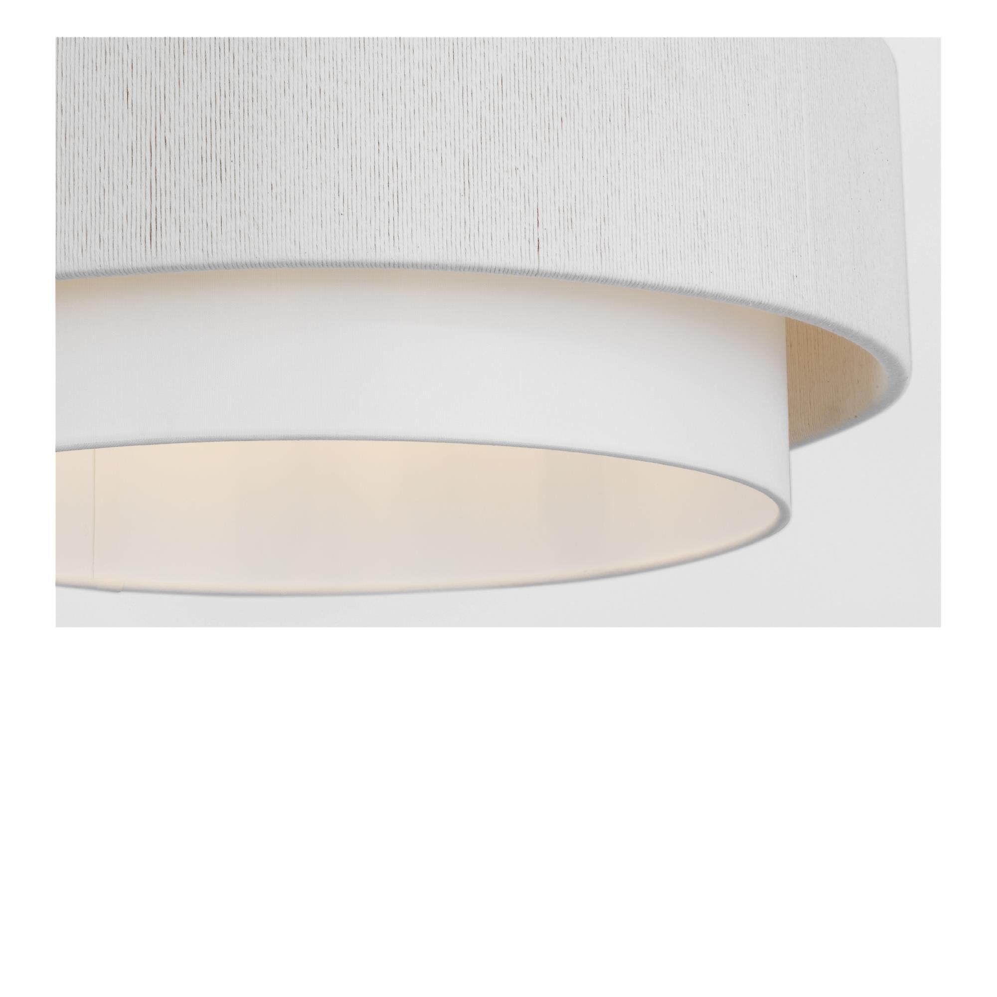 Shown in Aged Iron finish and White Linen Fabric shade