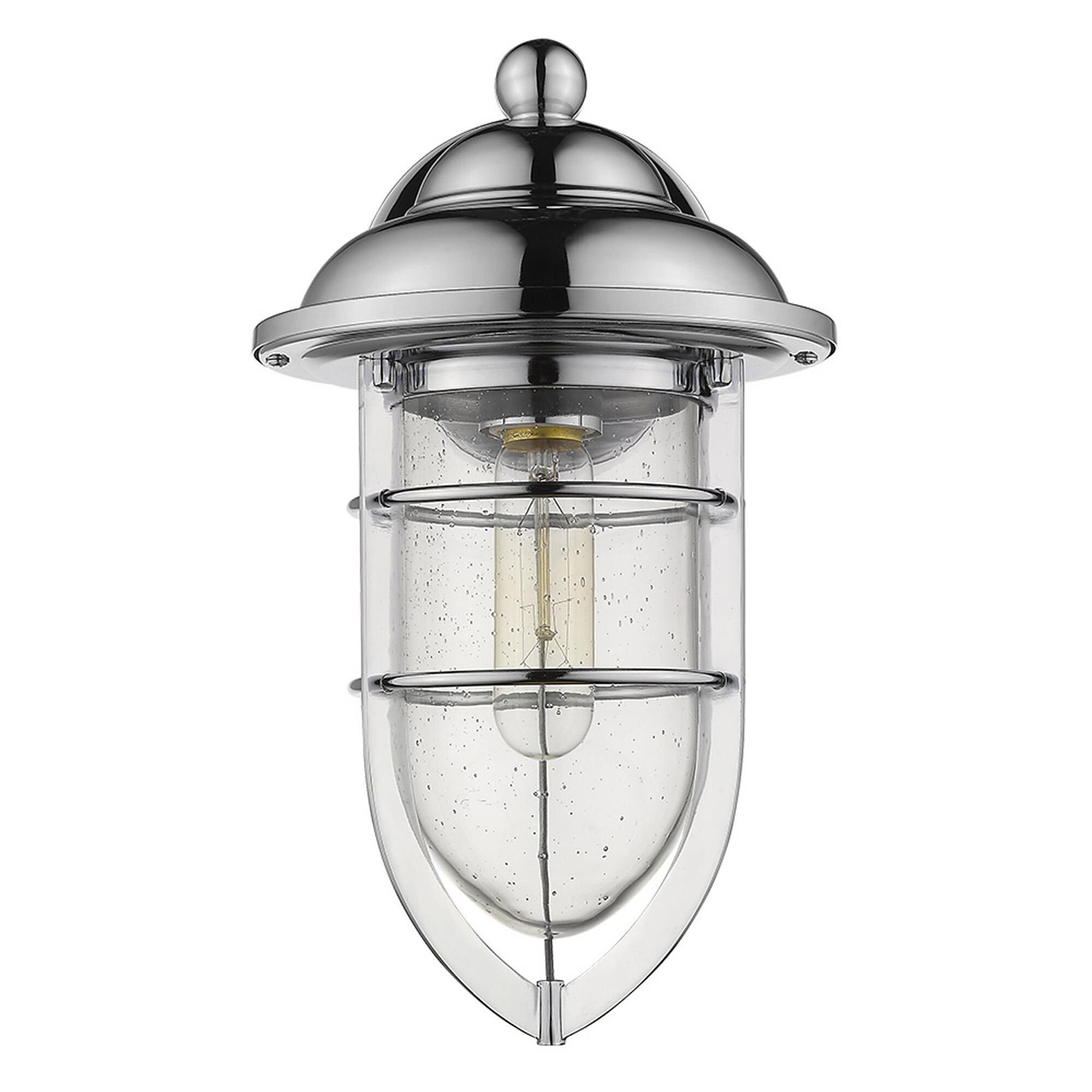 Shown in Chrome finish and Clear glass and Clear, Seedy Glass Urn Shaped Globe shade