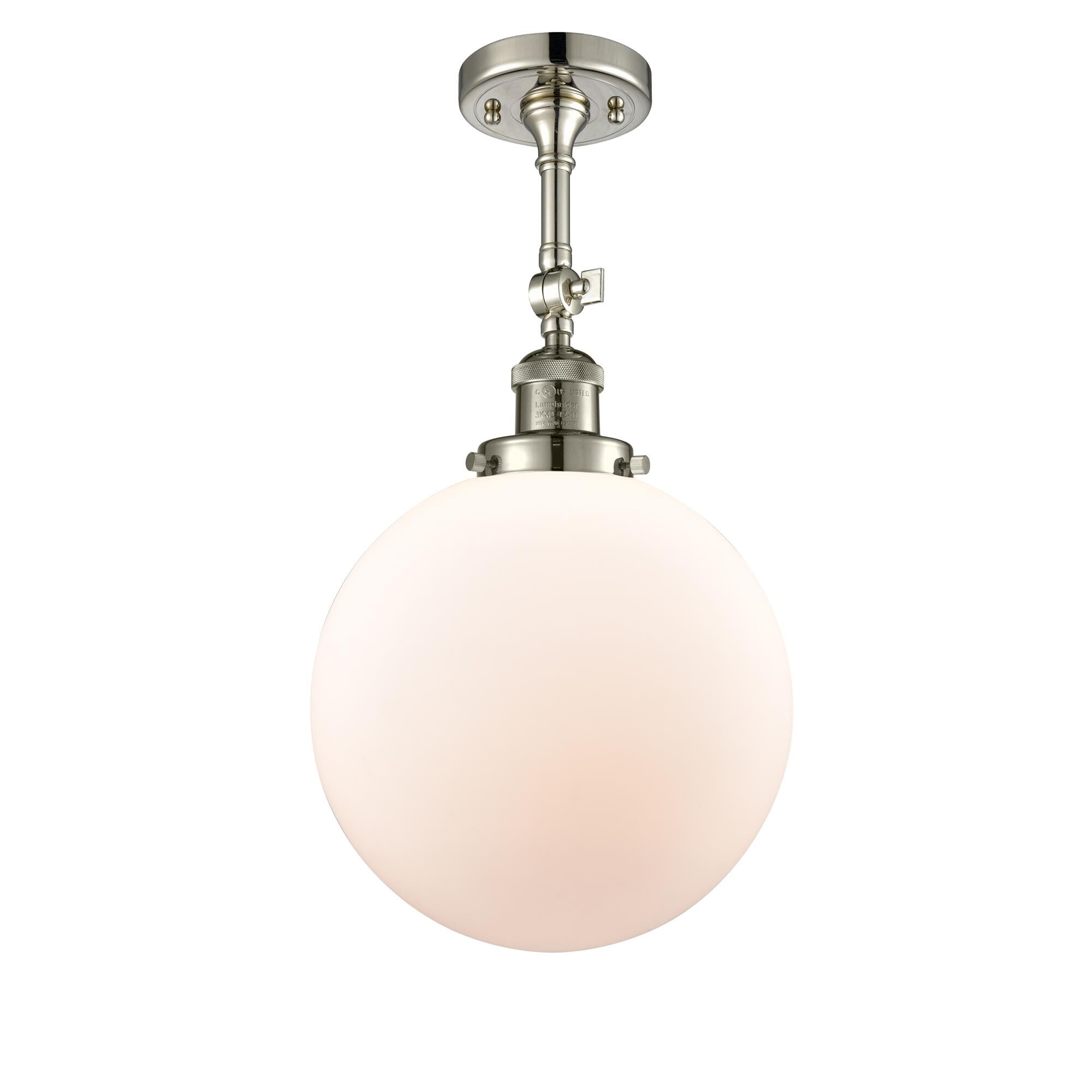 Shown in Polished Nickel finish and Matte White Cased glass