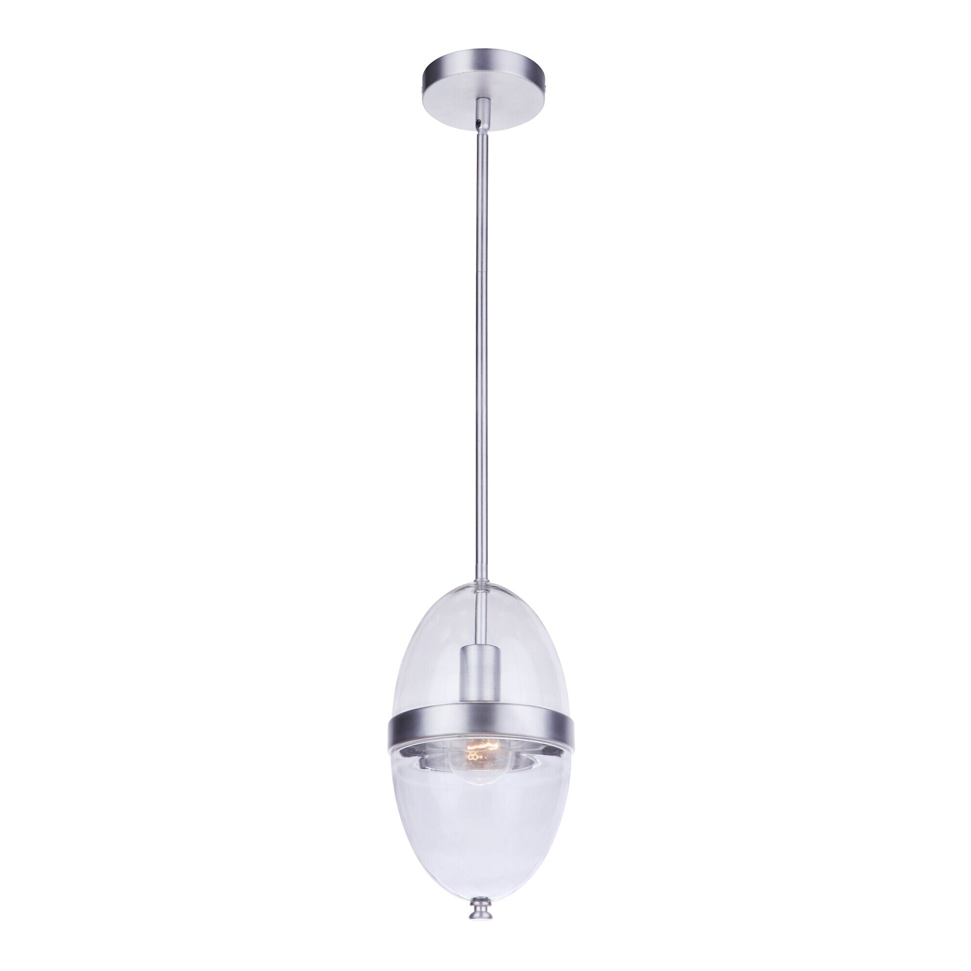 Shown in Satin Aluminum finish and Clear glass and Glass shade