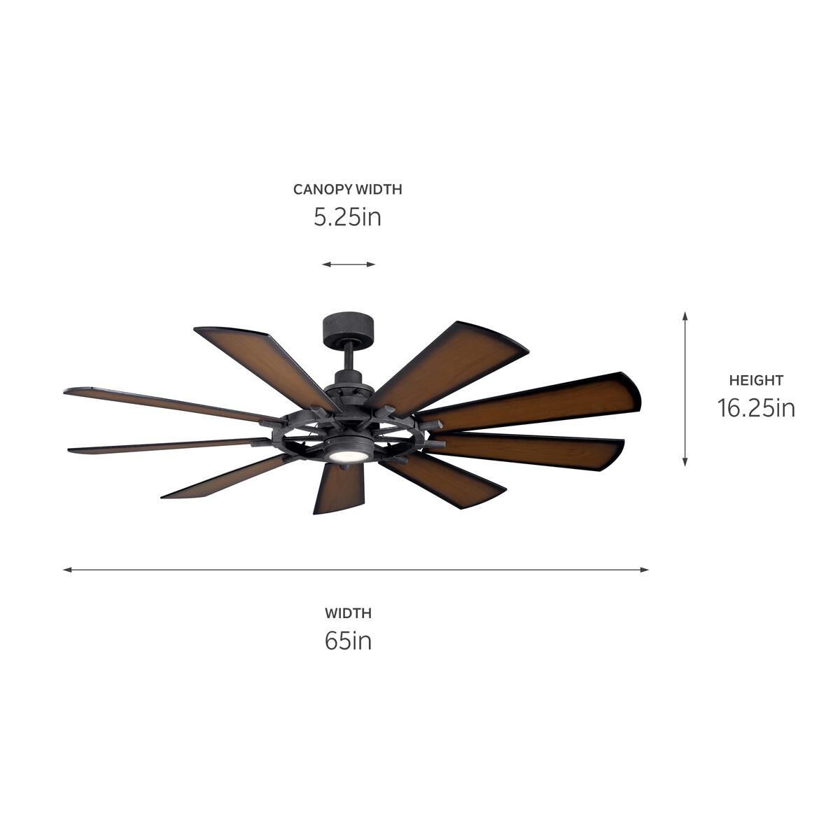 Gentry 65 Inch Ceiling Fan with Light Kit by Kichler Lighting