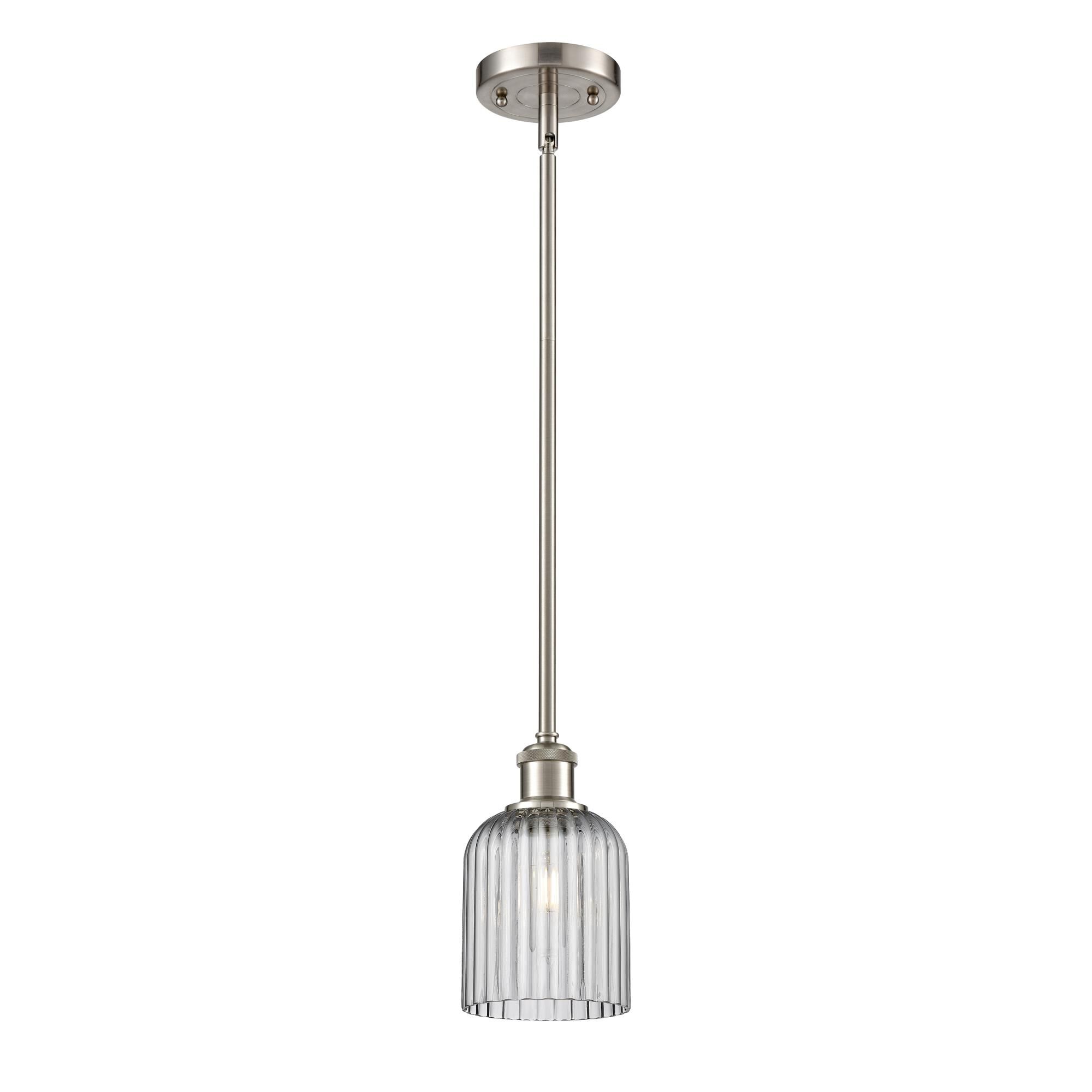 Shown in Satin Nickel finish and Light Smoke shade