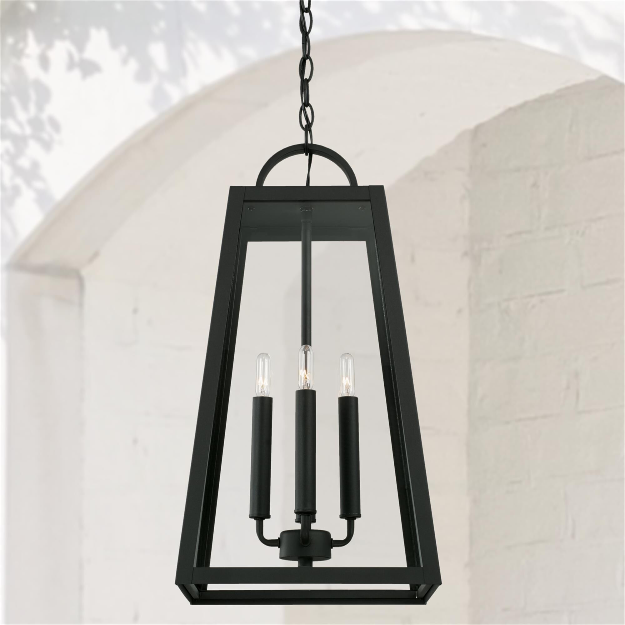 Shown in Black finish and Clear glass