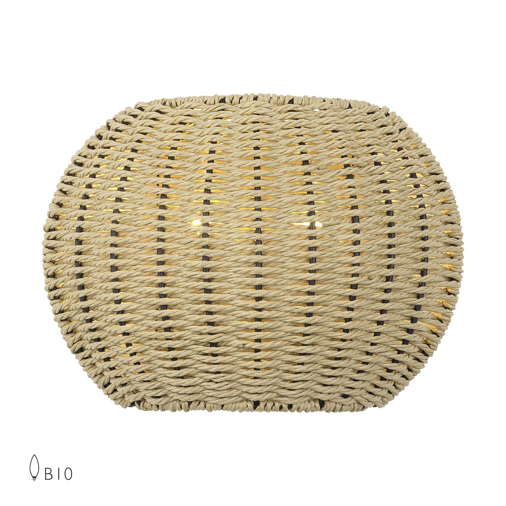 Shown in Antique Gold Leaf finish and Hand-Woven French Beige Paper Rope shade