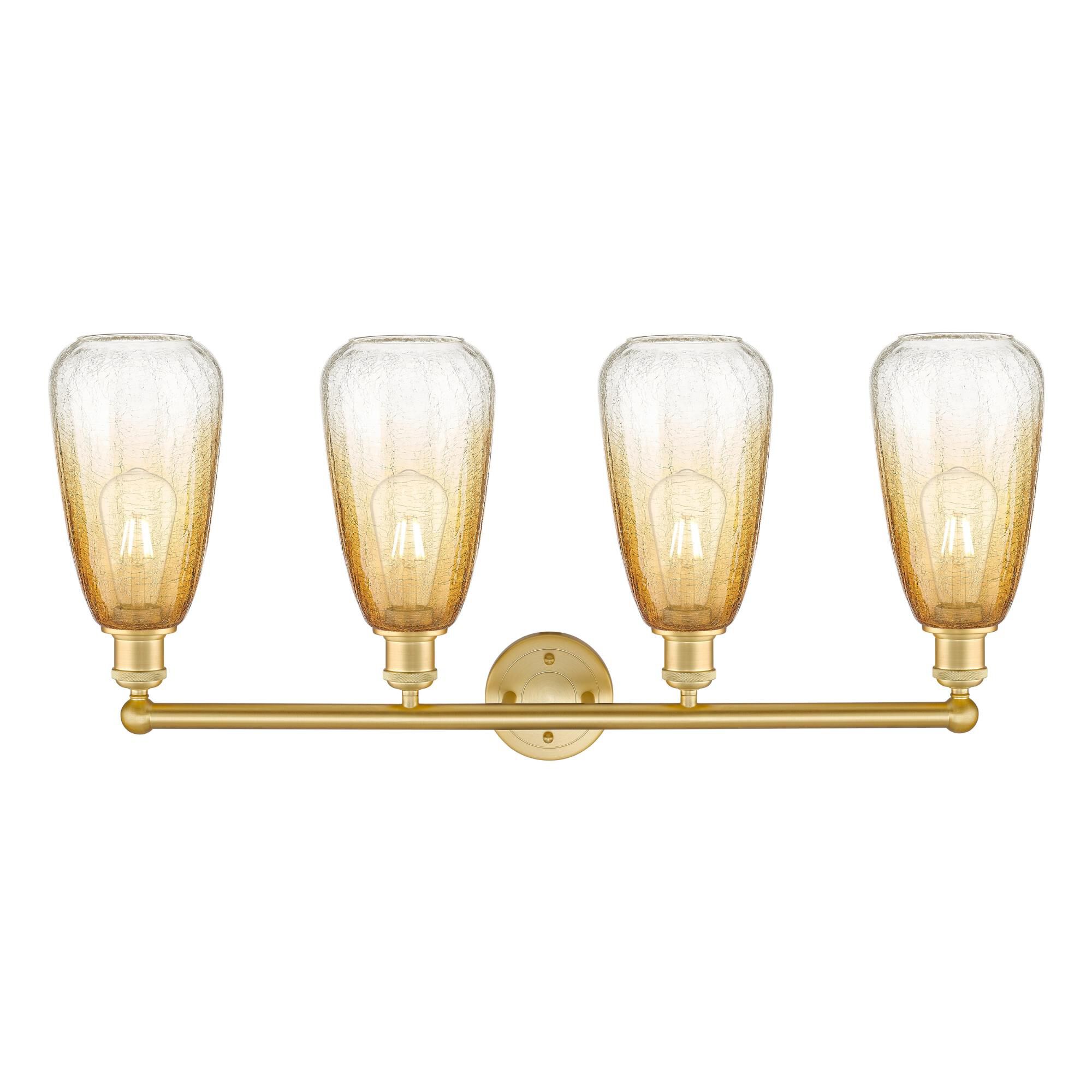 Shown in Satin Gold finish and Amber glass