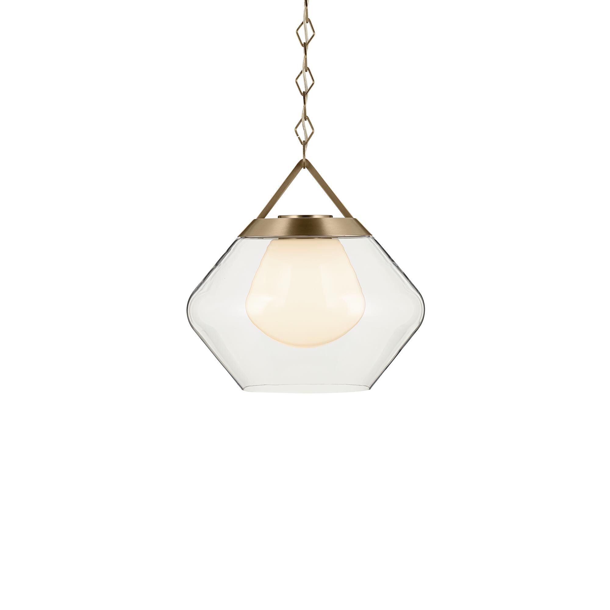 Shown in Champagne Bronze finish and Clear Outer Glass with Opal Interior glass