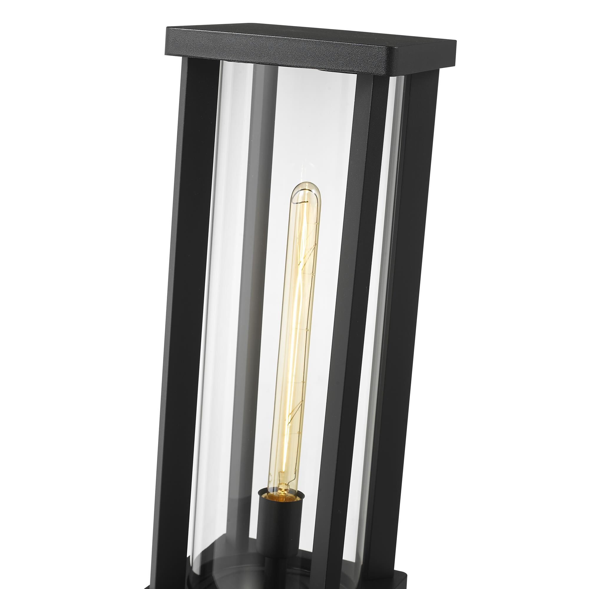 Shown in Black finish and Glass shade
