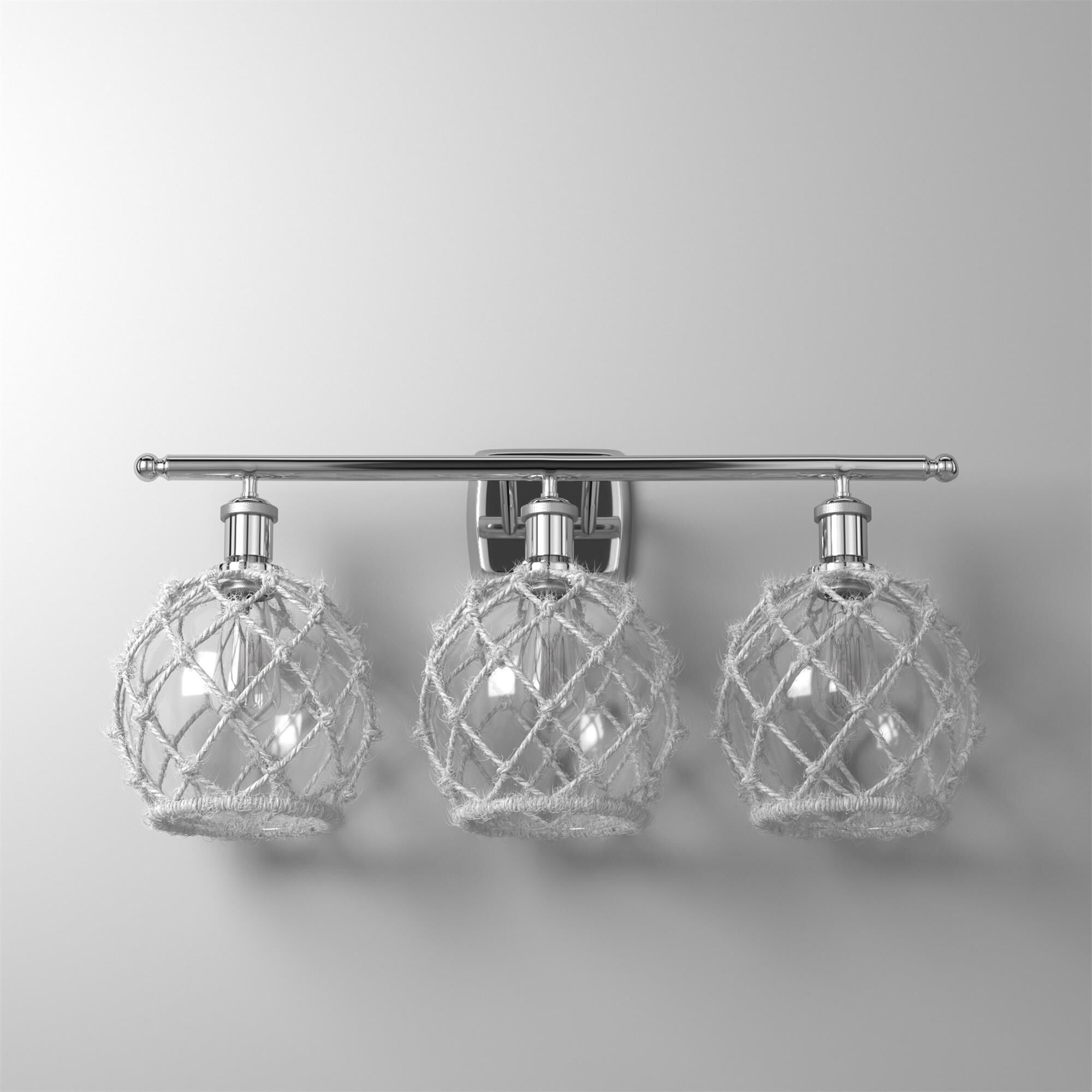 Shown in Polished Chrome finish and Clear With White Rope glass