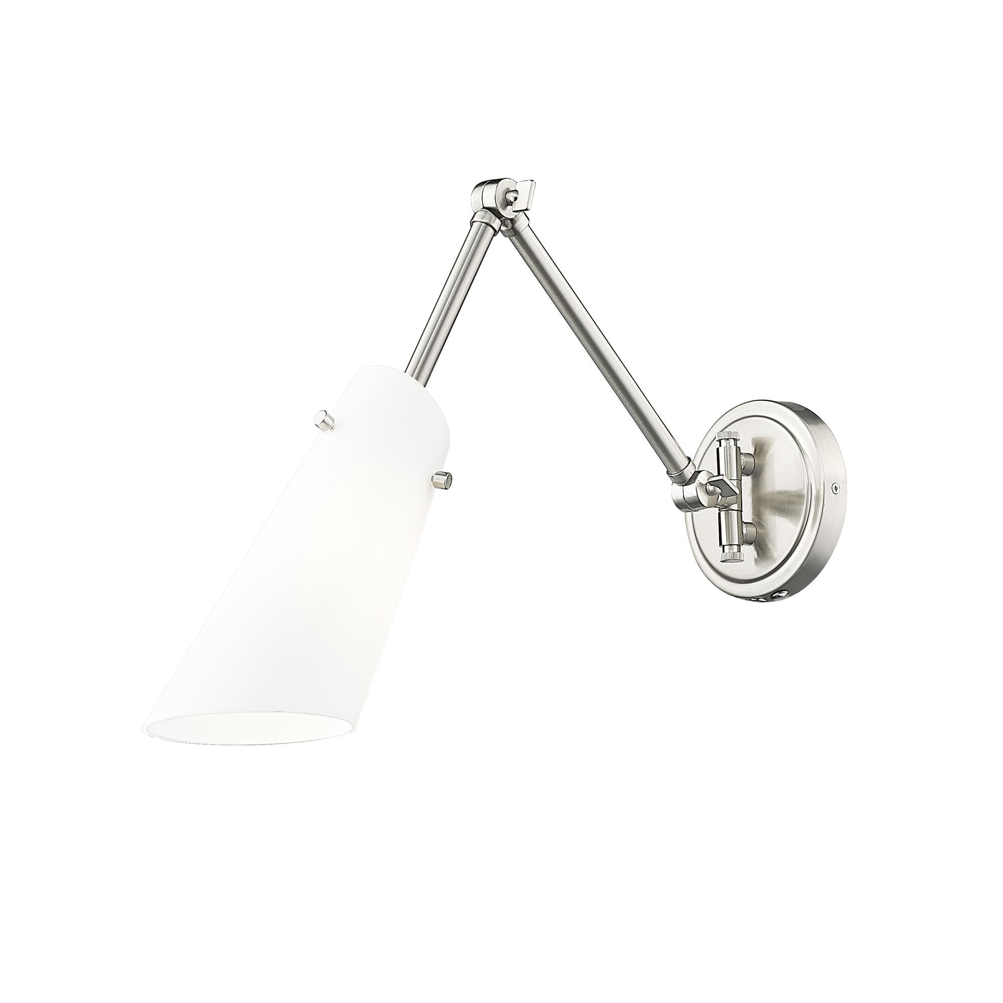 Shown in Brushed Nickel finish and Opal glass and Opal shade