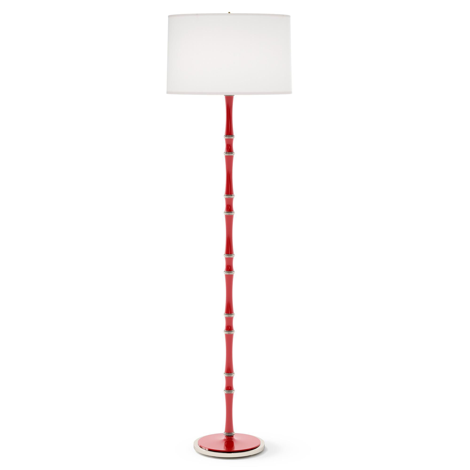 Shown in Ruby Red finish and Ascot White shade and Polished Nickel  accent