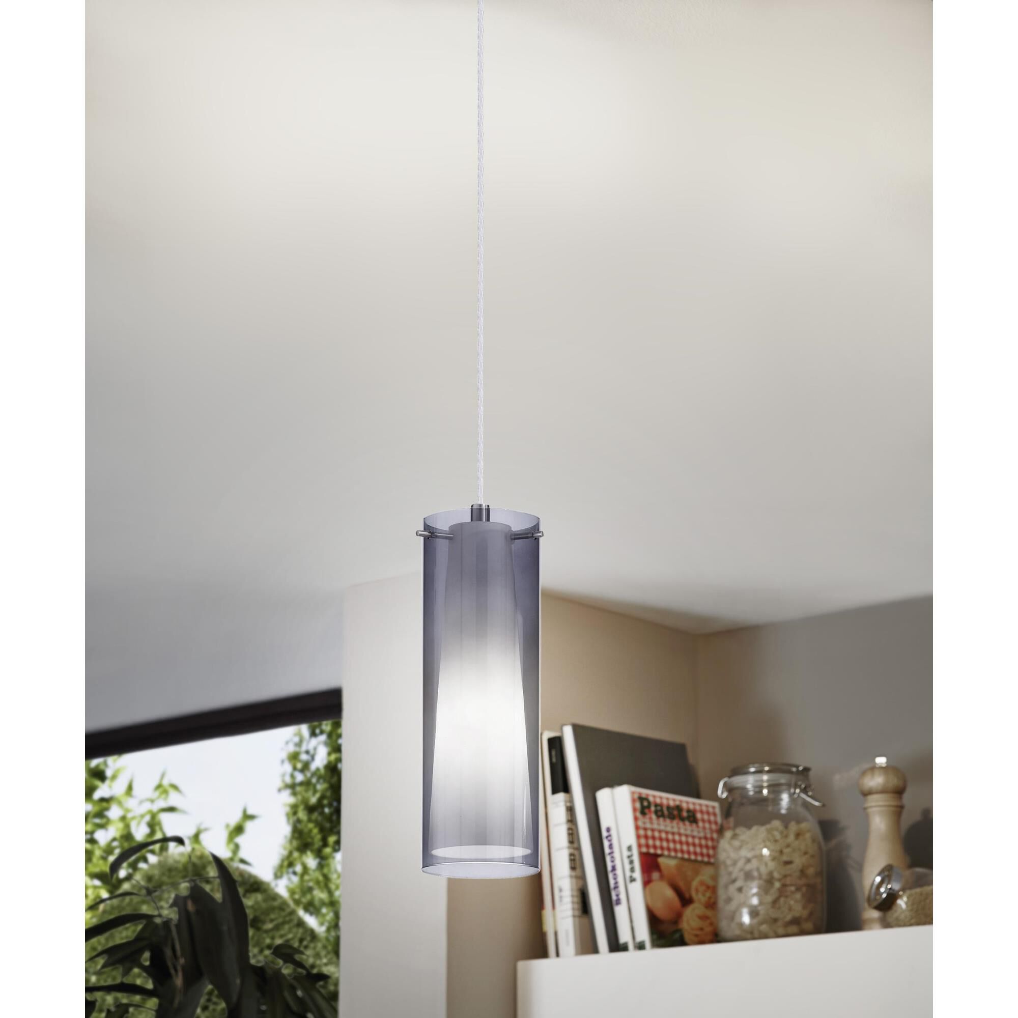 Shown in Matte Nickel finish and Smoked and White glass