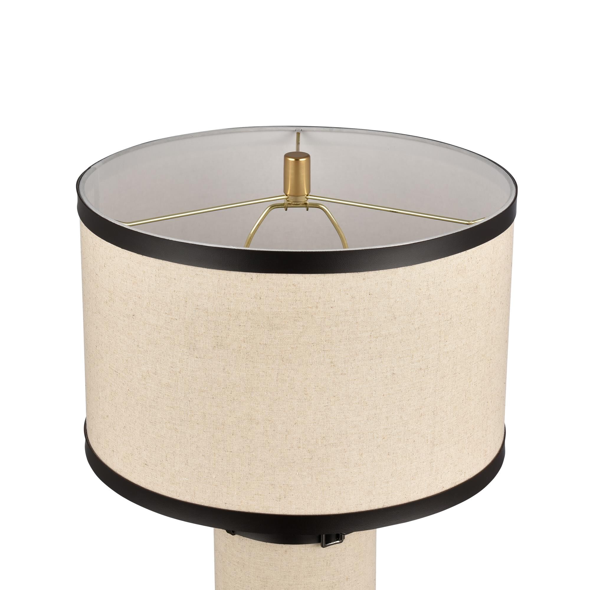 Shown in Oatmeal finish and Oatmeal Linen Drum Shade glass and Oatmeal Linen Drum shade