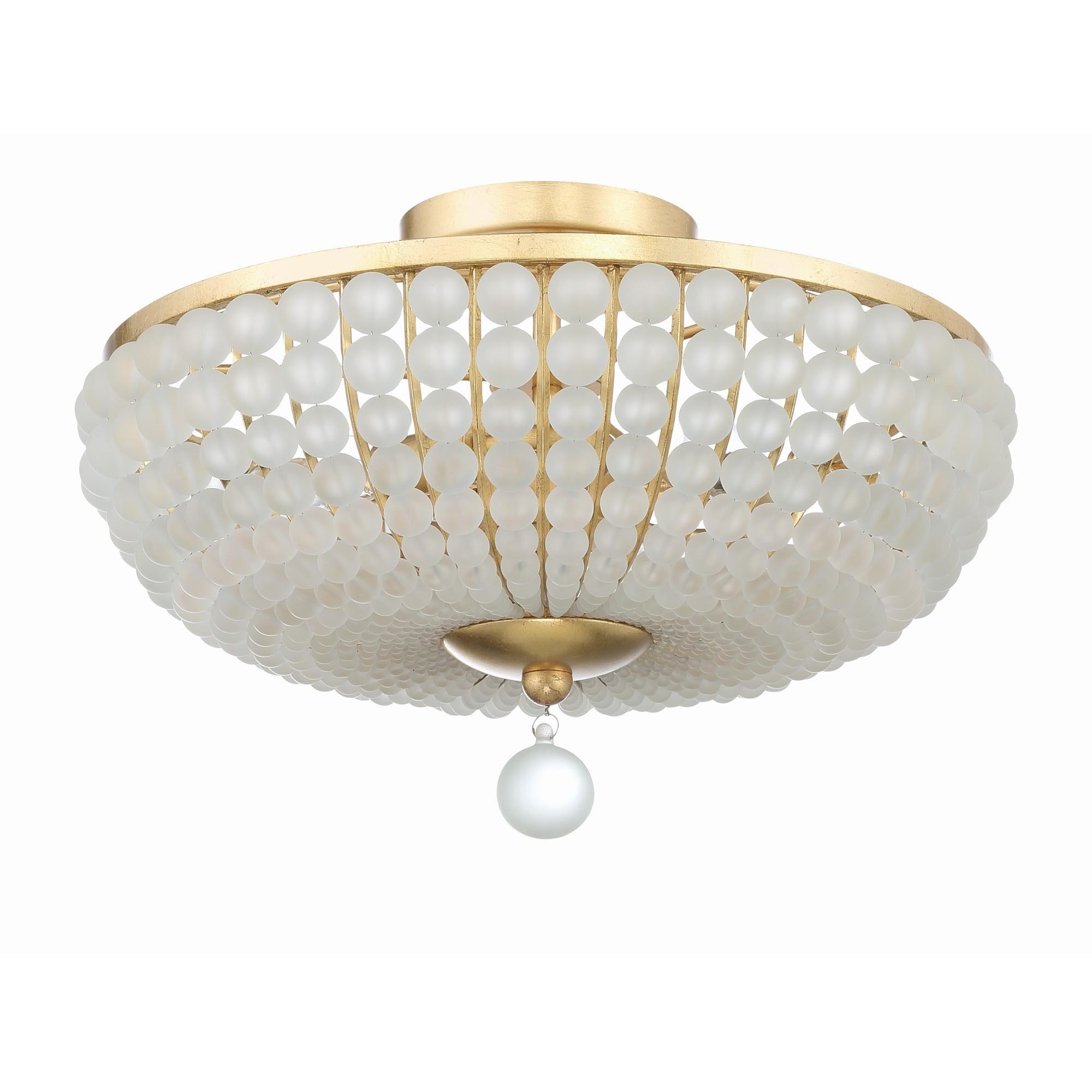 Shown in Antique Gold finish and Frosted Glass Beads crystal