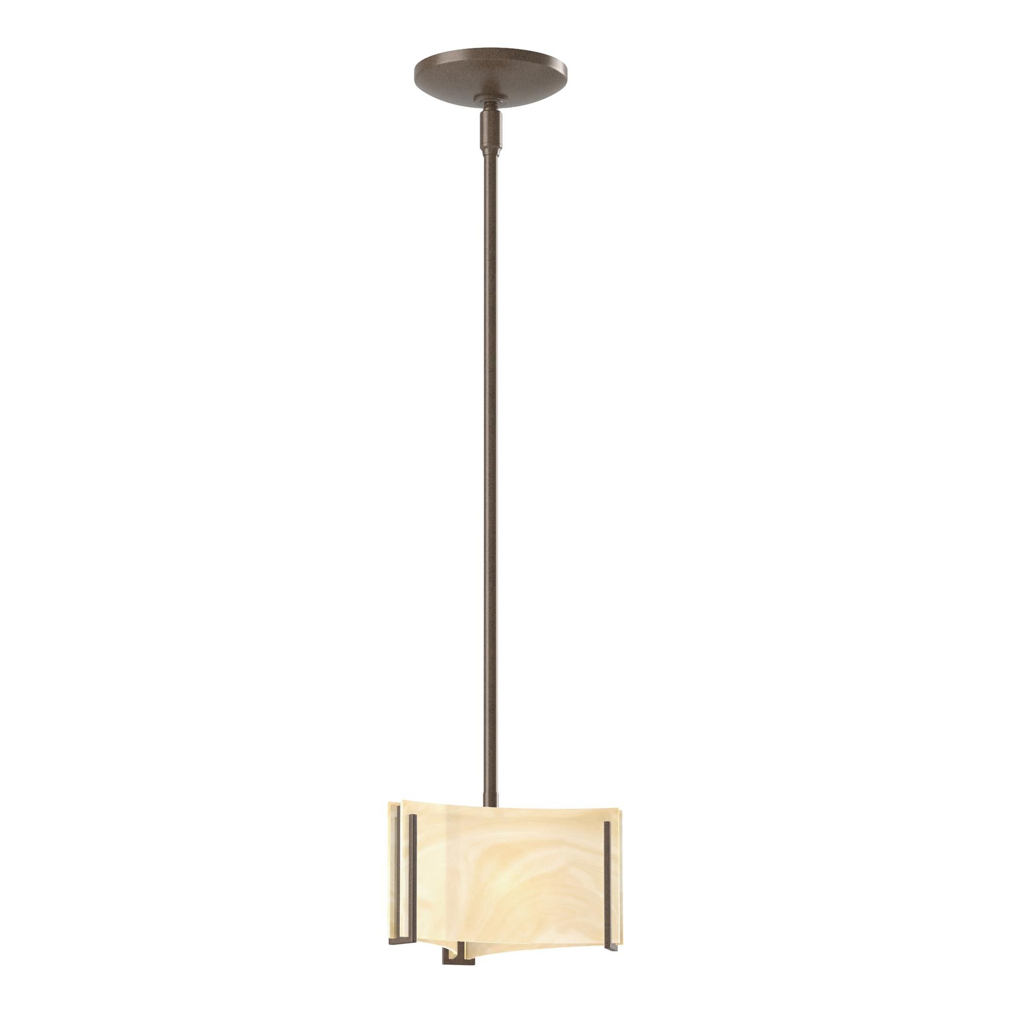 Shown in Bronze finish and Amber Swirl glass