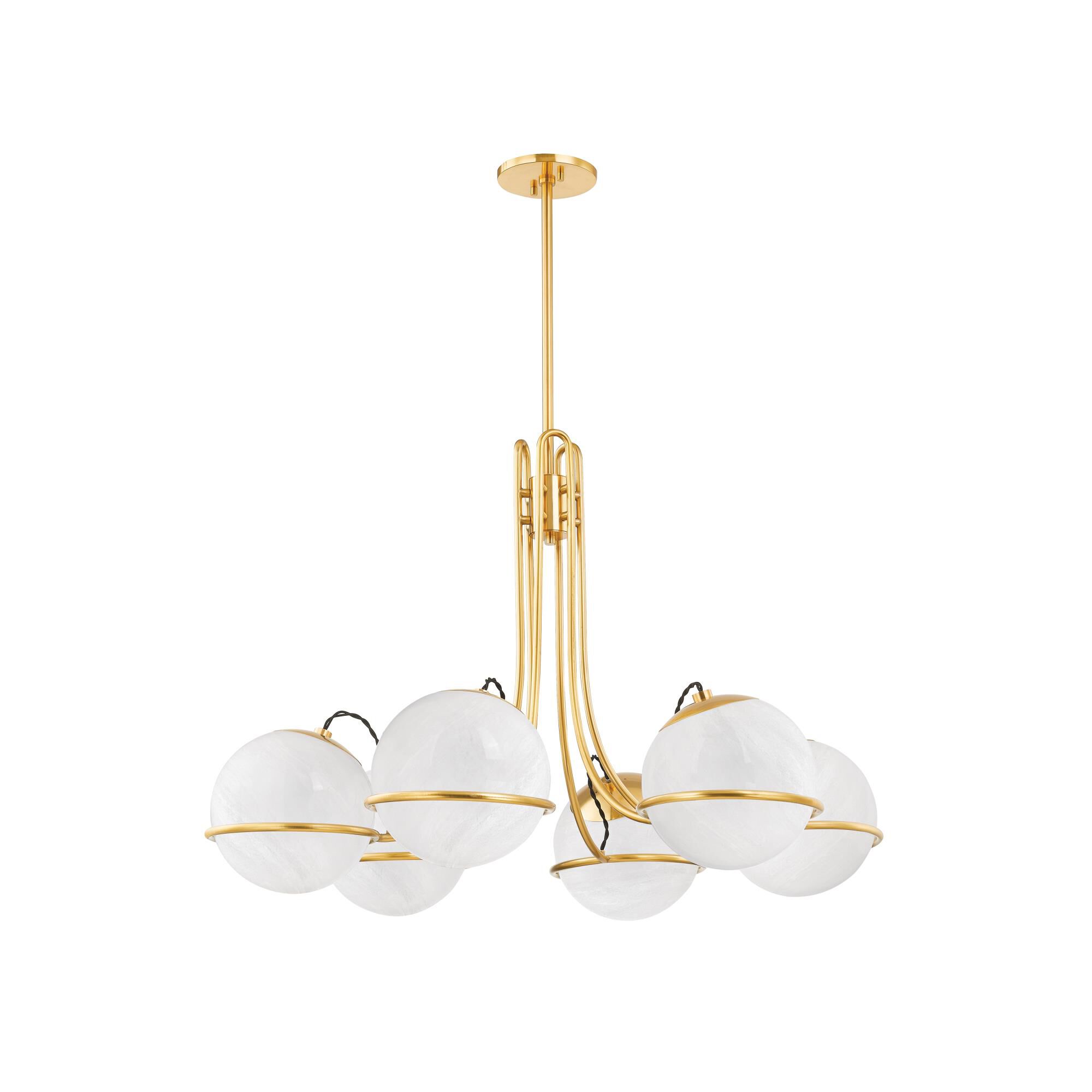 Shown in Aged Brass finish and Cloud glass