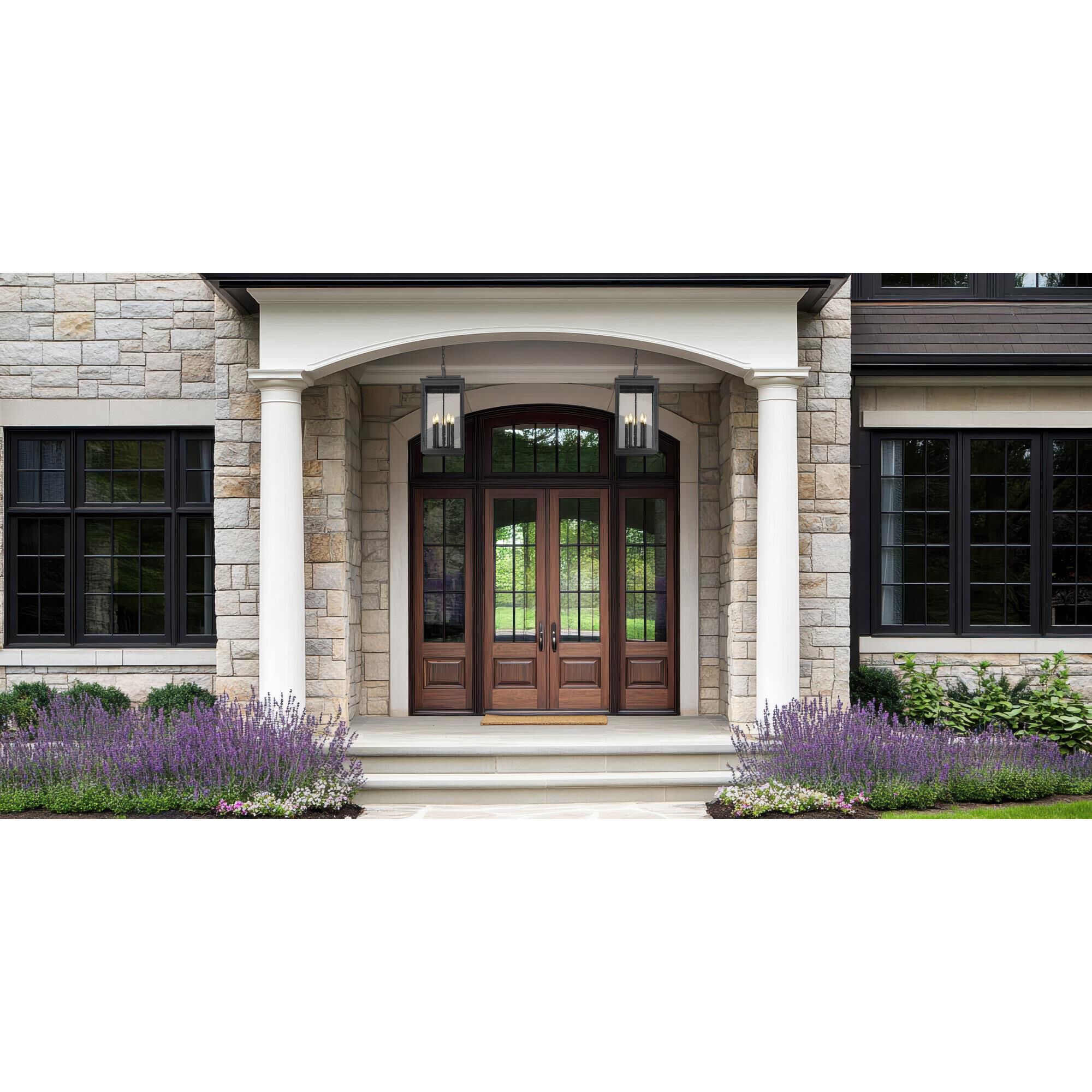 Shown in Sand Black finish and Clear Seedy glass and Clear Seedy shade