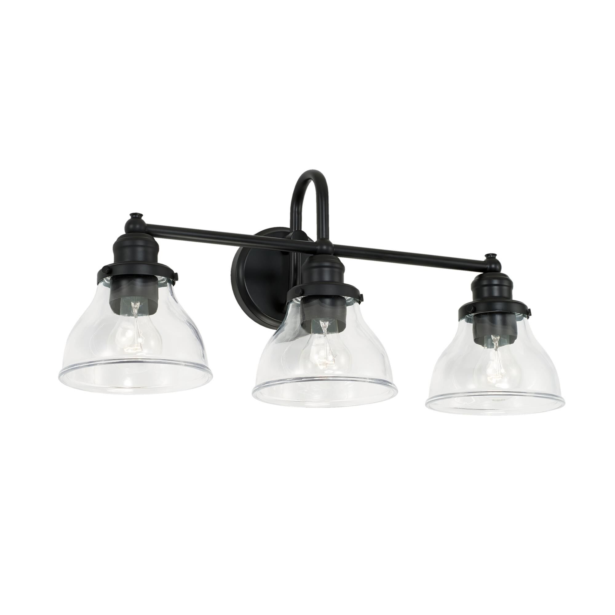 Shown in Matte Black finish and Clear glass