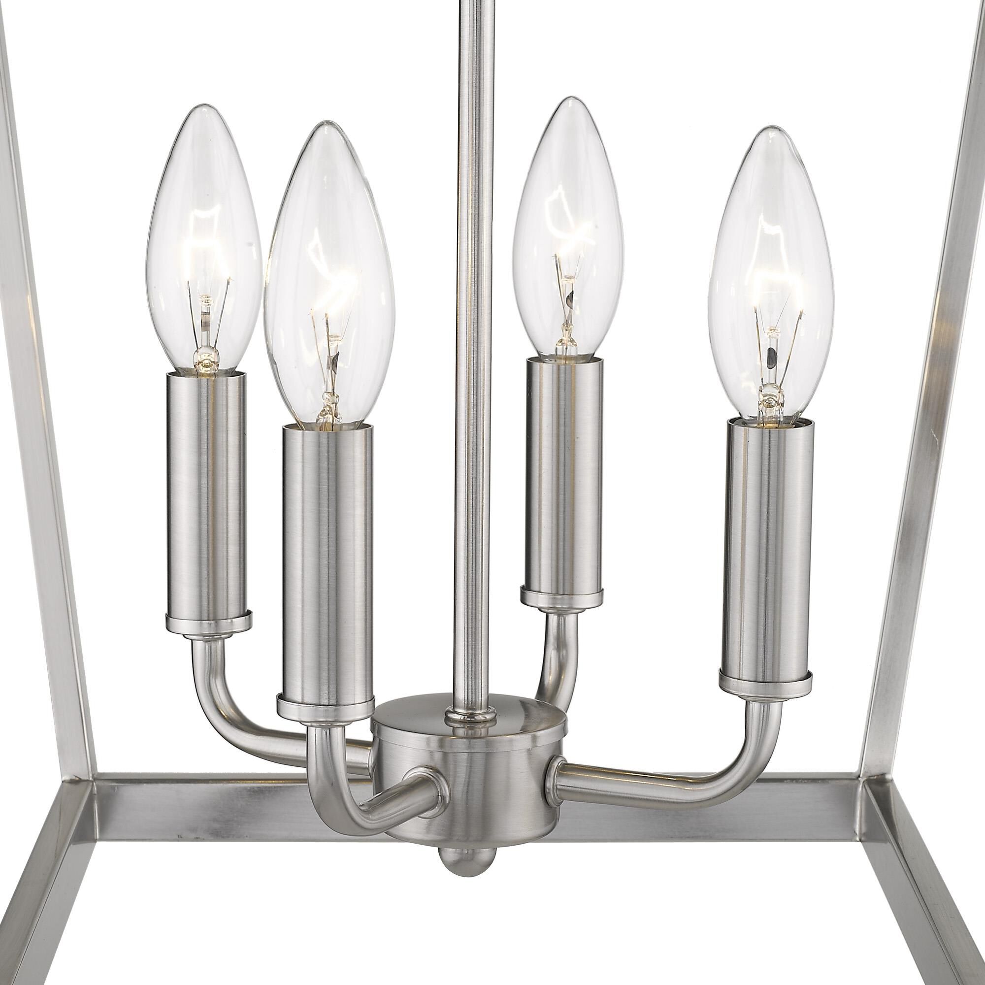 Shown in Satin Nickel finish and -- glass and -- shade