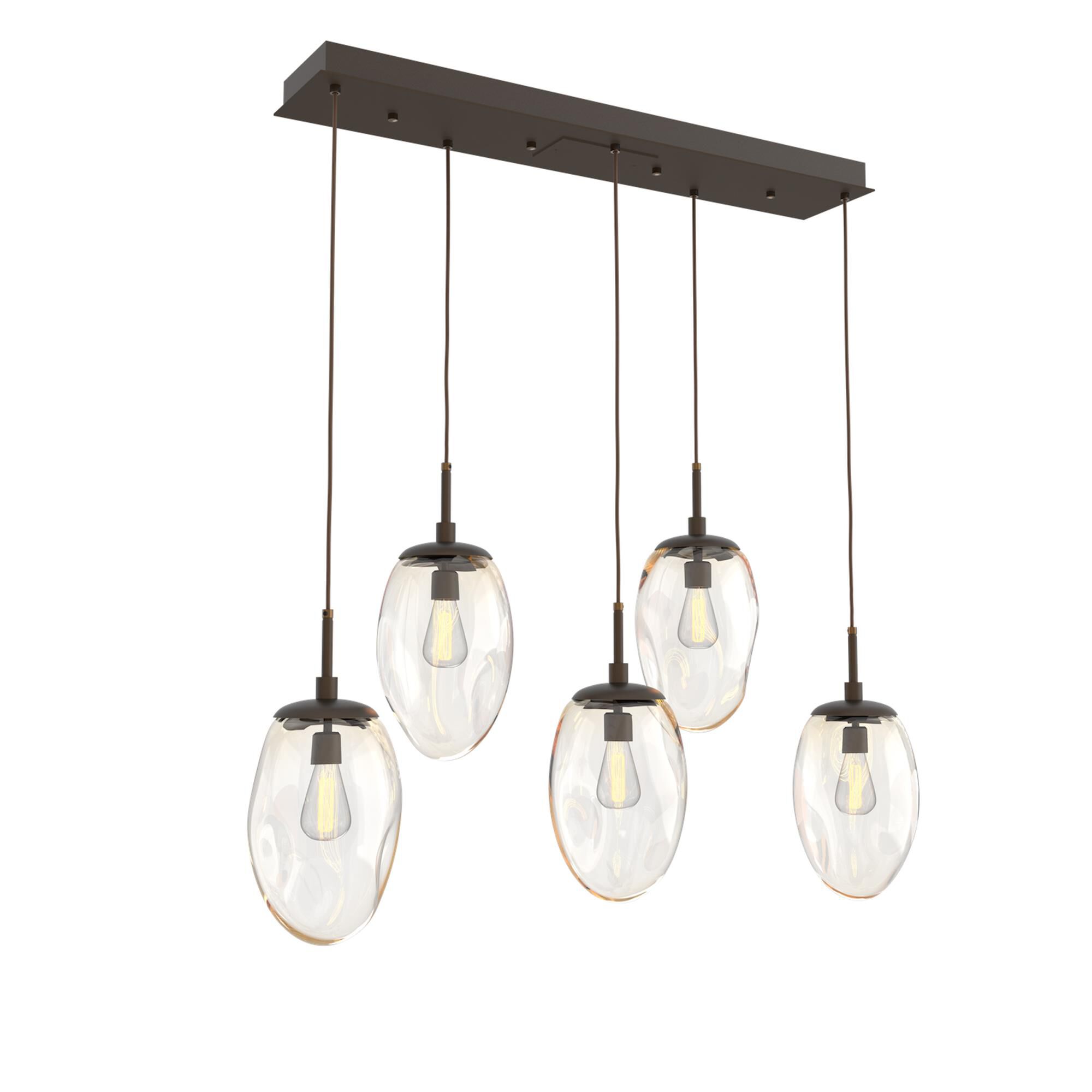 Shown in Flat Bronze finish and Blown Amber glass