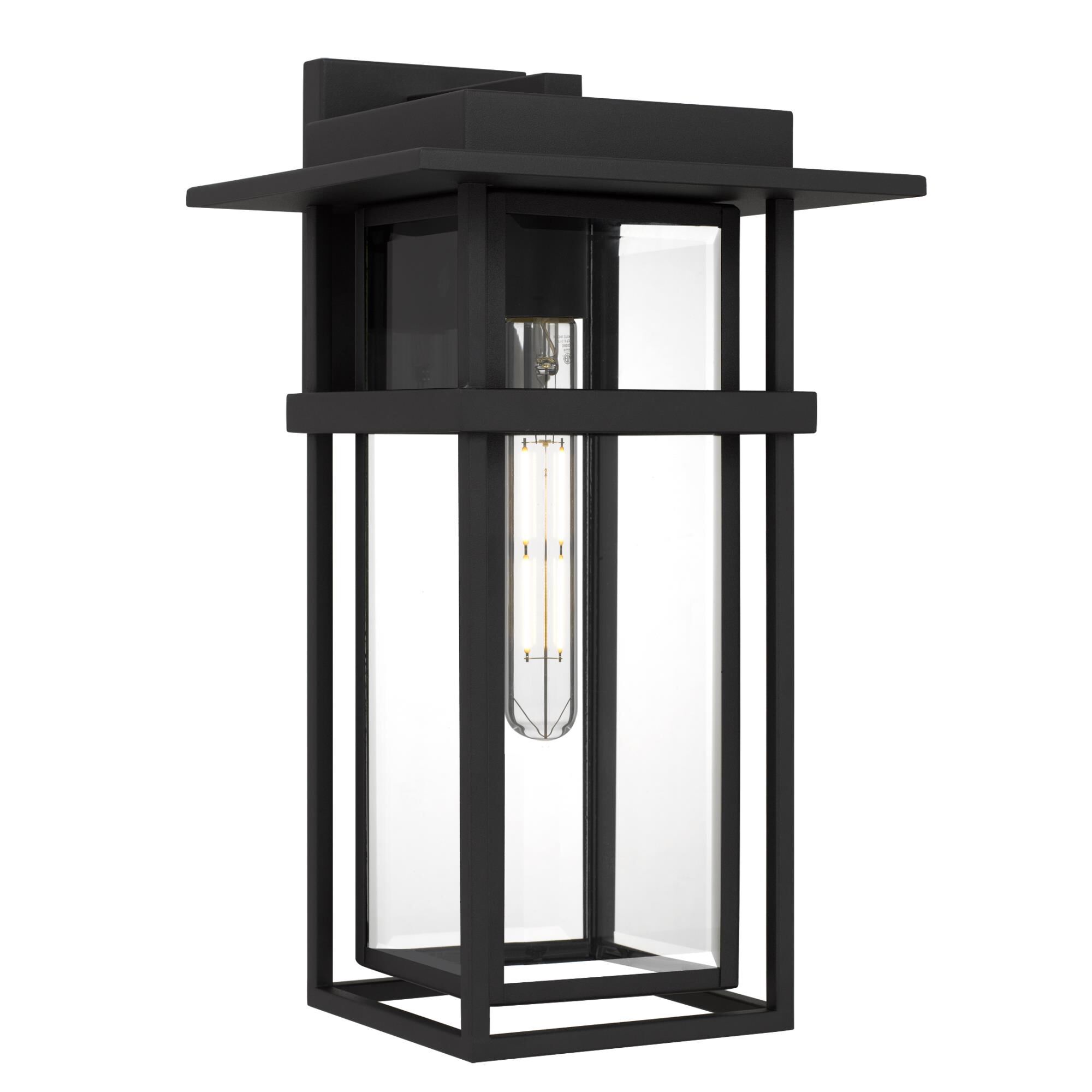 Shown in Earth Black finish and Clear Beveled Glass shade