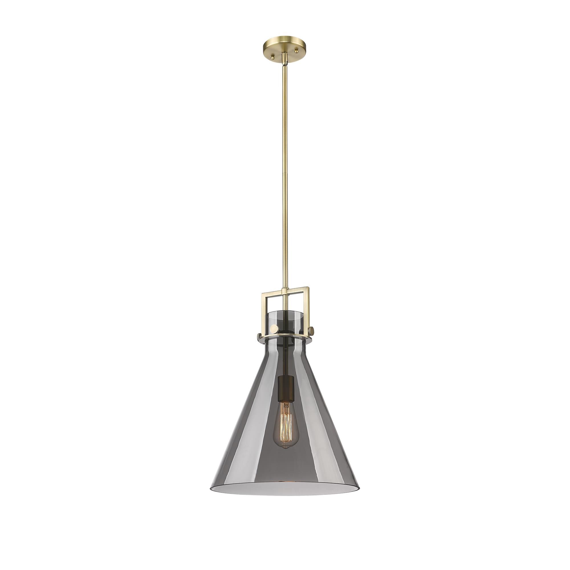 Shown in Brushed Brass finish and Plated Smoke glass