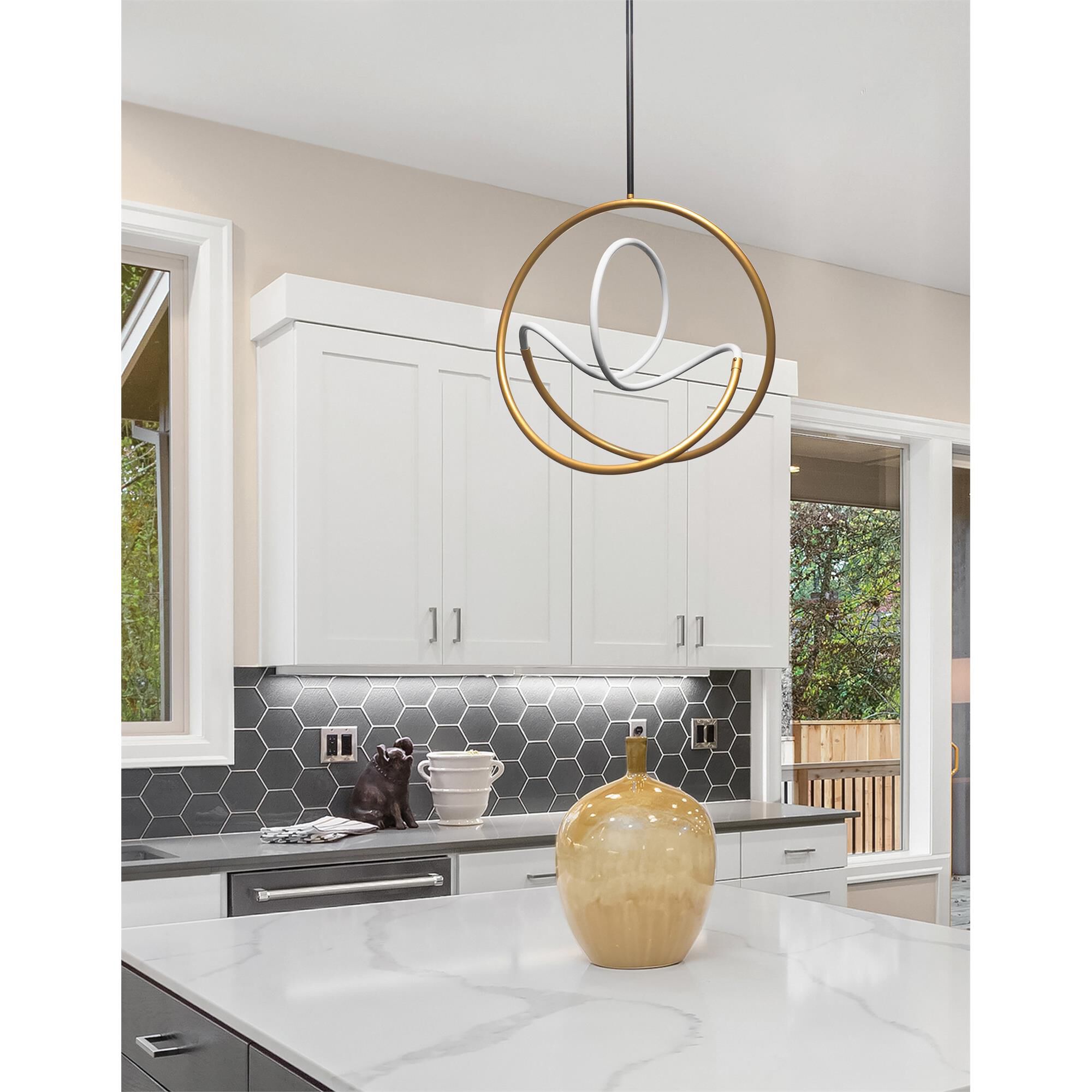 Shown in Matte Black finish and White shade