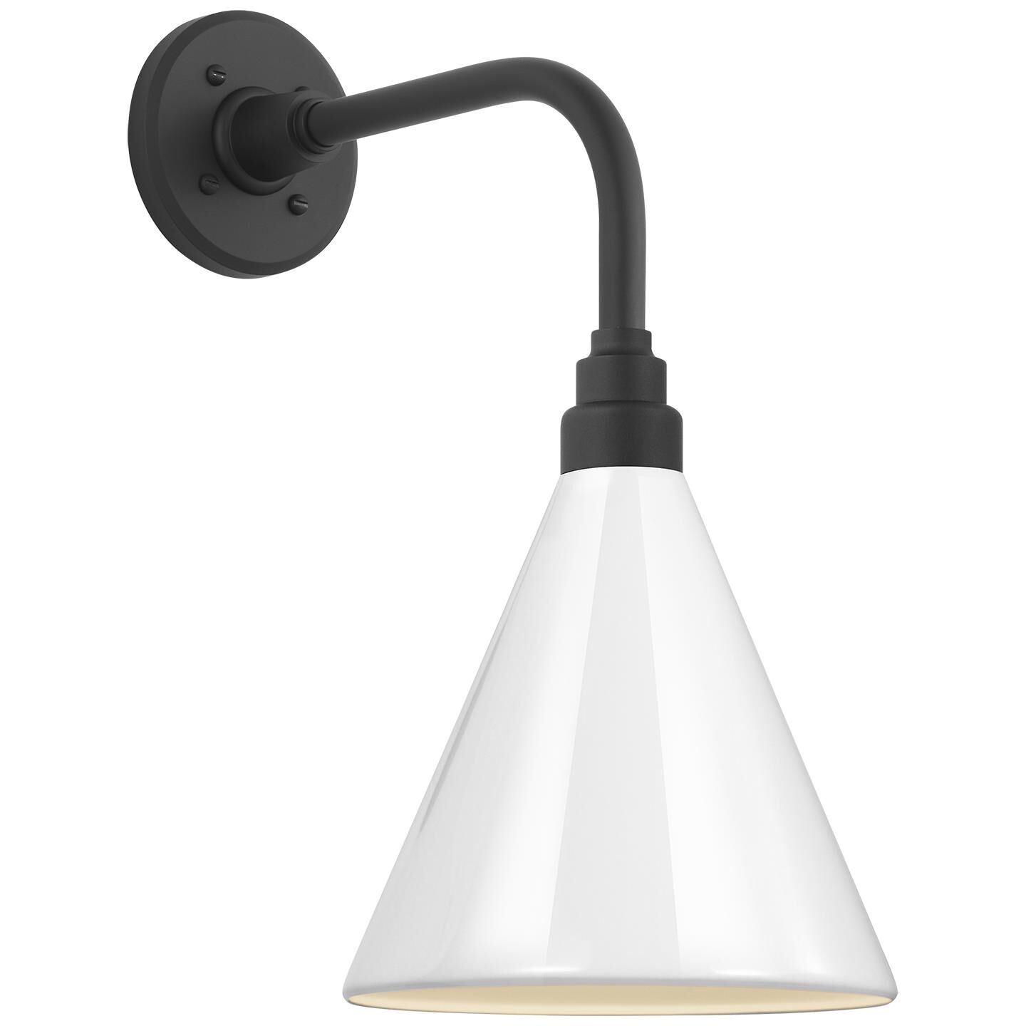 Shown in Matte Black finish and White Conical Savannah shade